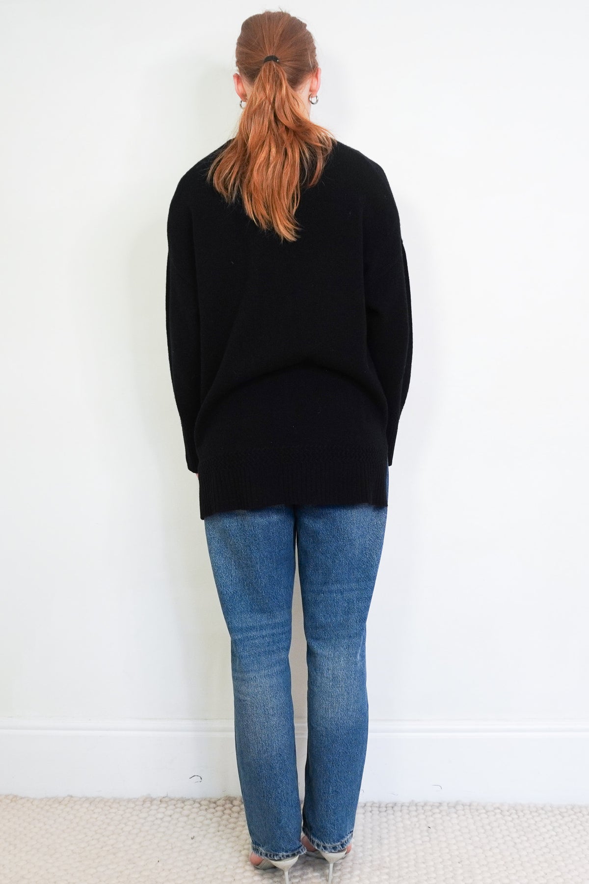 Back Image: Van Kukil Black Cashmere Cardigan Size M