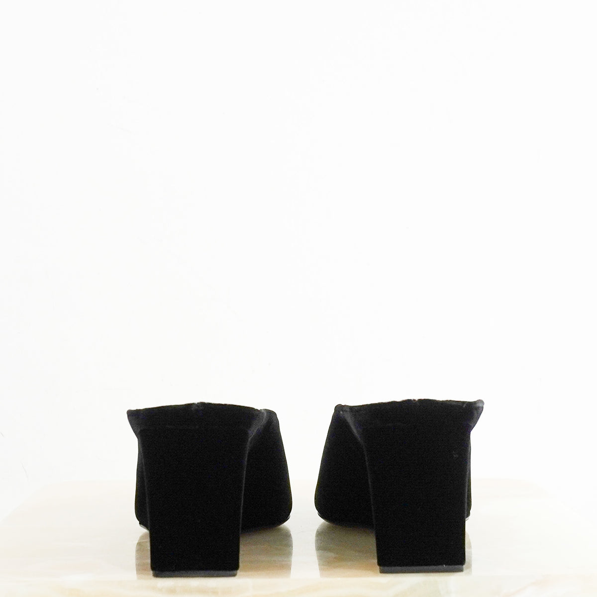 Back: NEW Alaia 75 Black Velvet Wedge Mules