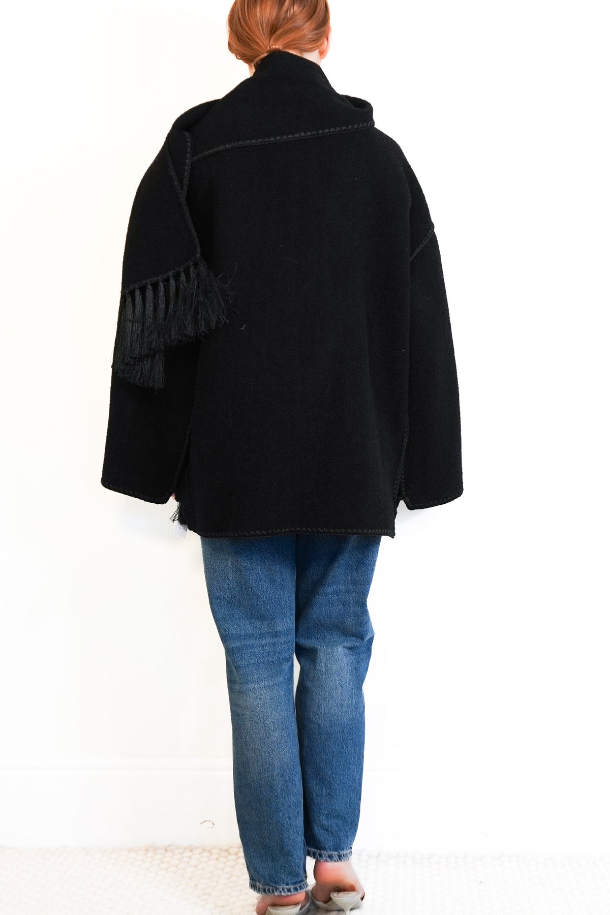Back: Toteme Scarf Coat in Black Wool