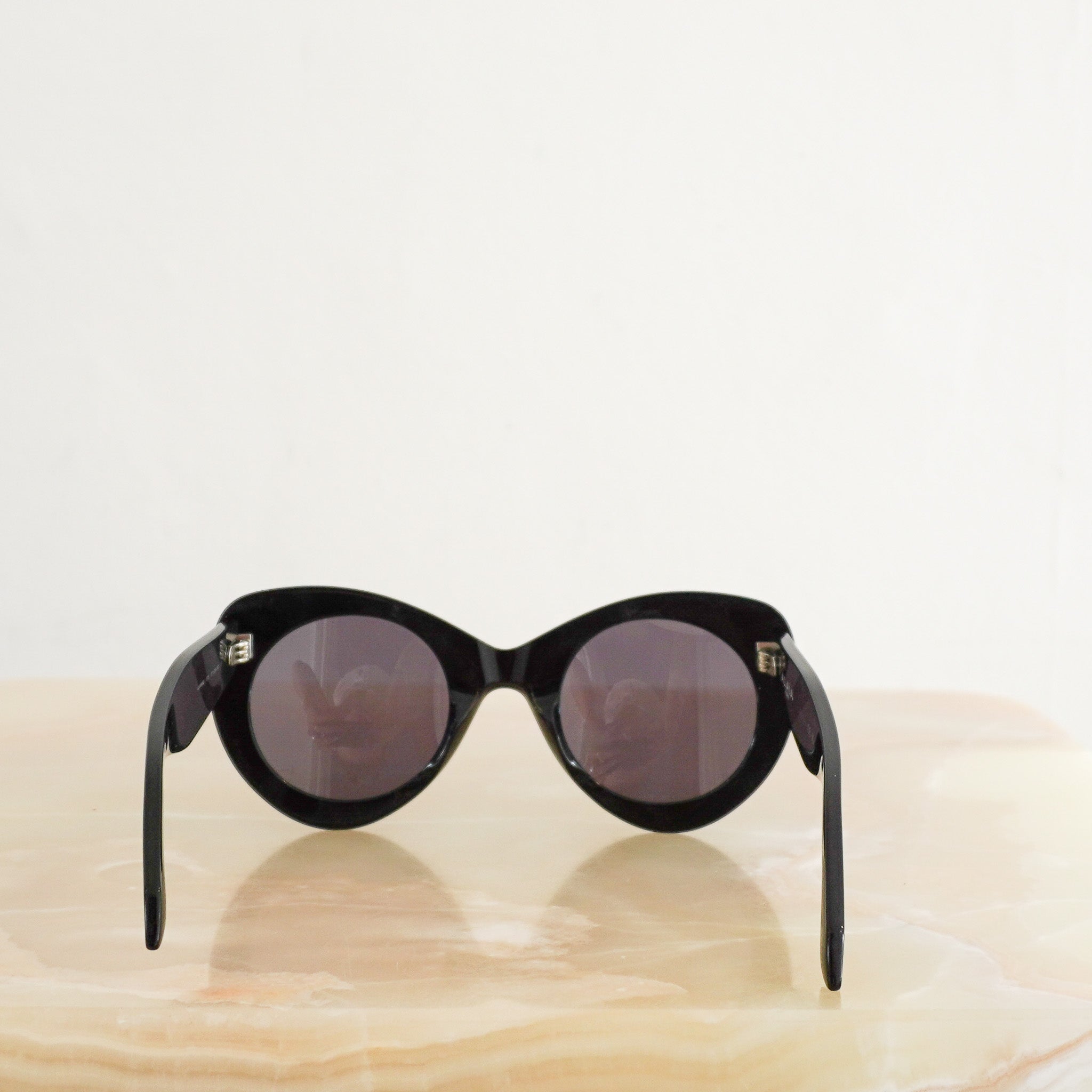 Back image Alaïa Black Round Acetate Sunglasses with Stud Detail 