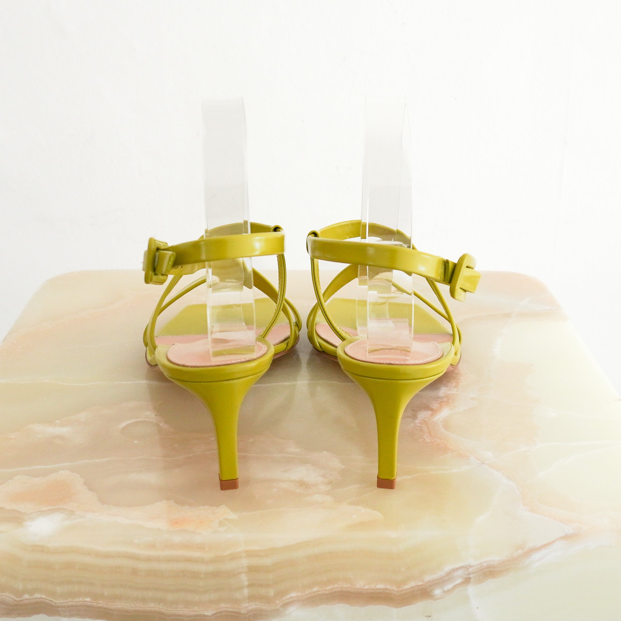 Back image Gianvito Rossi Green Lindsay Heeled Sandals 
