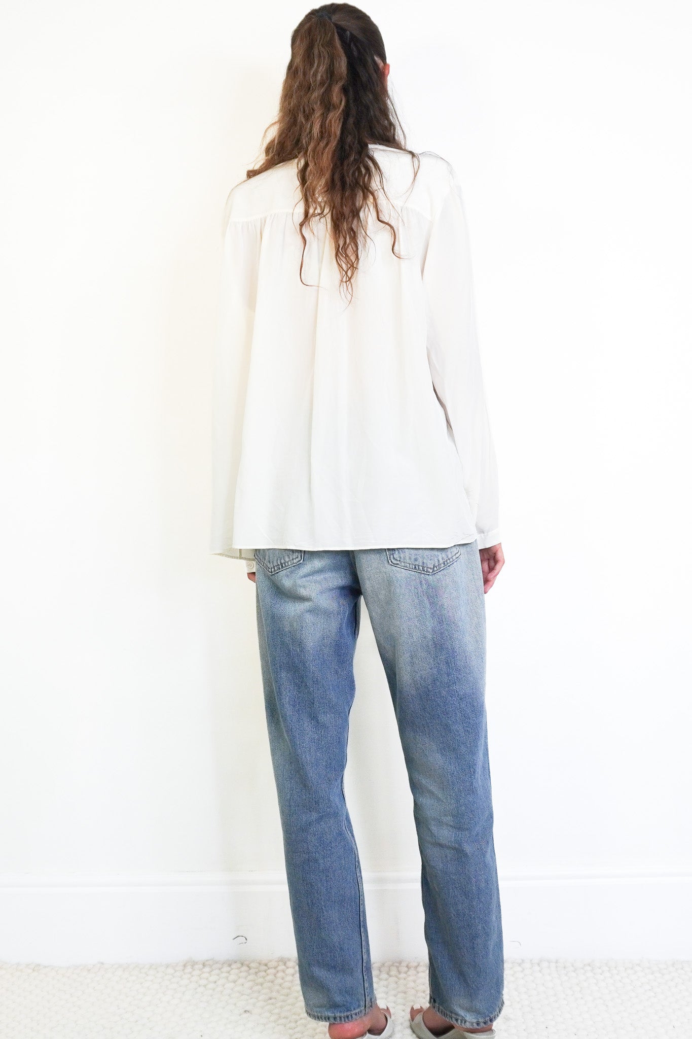 Back image JOSEPH Ivory V-Neck Fluid Blouse