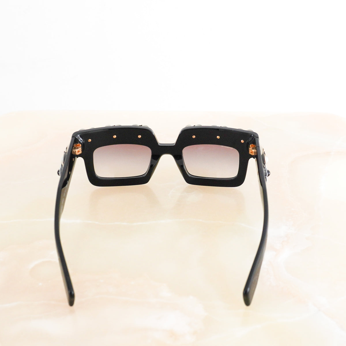 Prada Black Floral Embellished Square Sunglasses SPR 25P (RRP £350) | Authentic Preloved FINAL SALE - Reloved Again