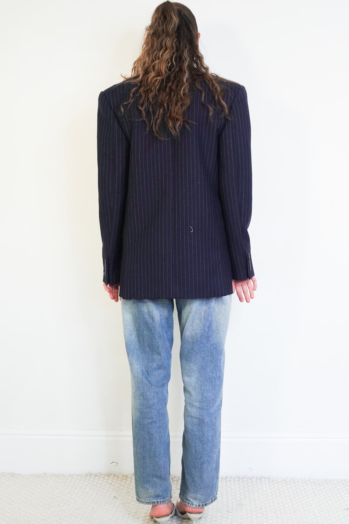 Back image Saint Laurent Double Breasted Pinstripe Navy Blazer