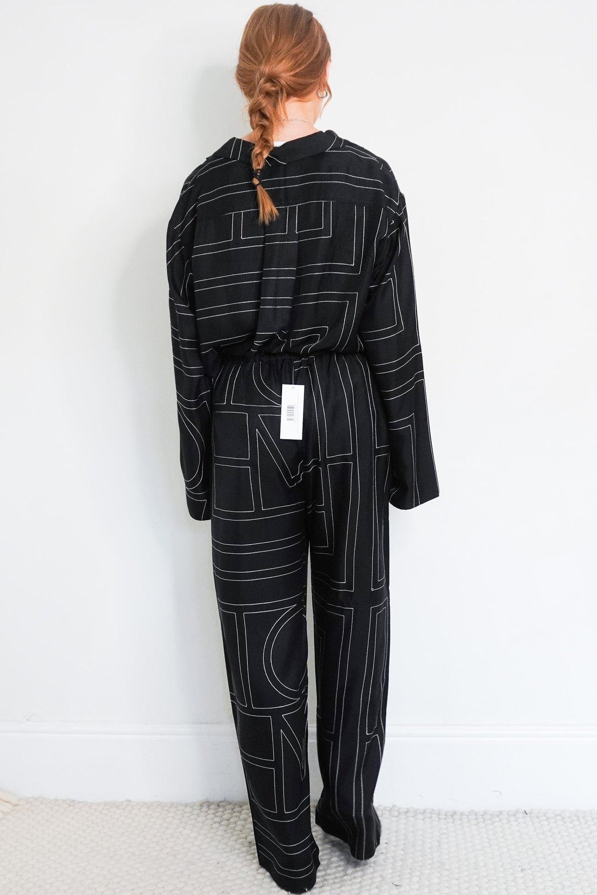 Back image Toteme Silk Pyjama set Black Silk Monogram PJ Top 