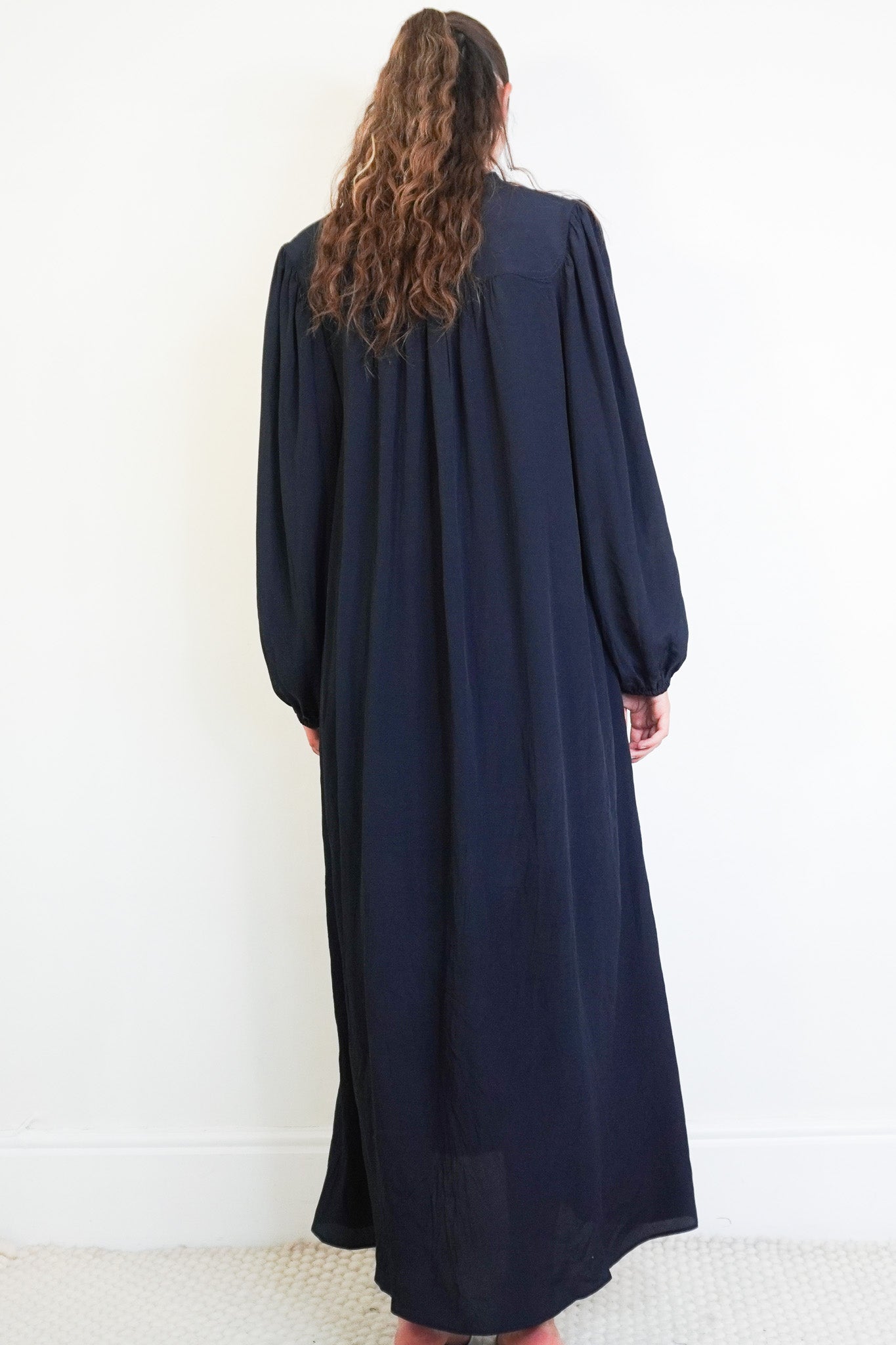Back image Weekend Max Mara Navy Tie-Neck Maxi Dress