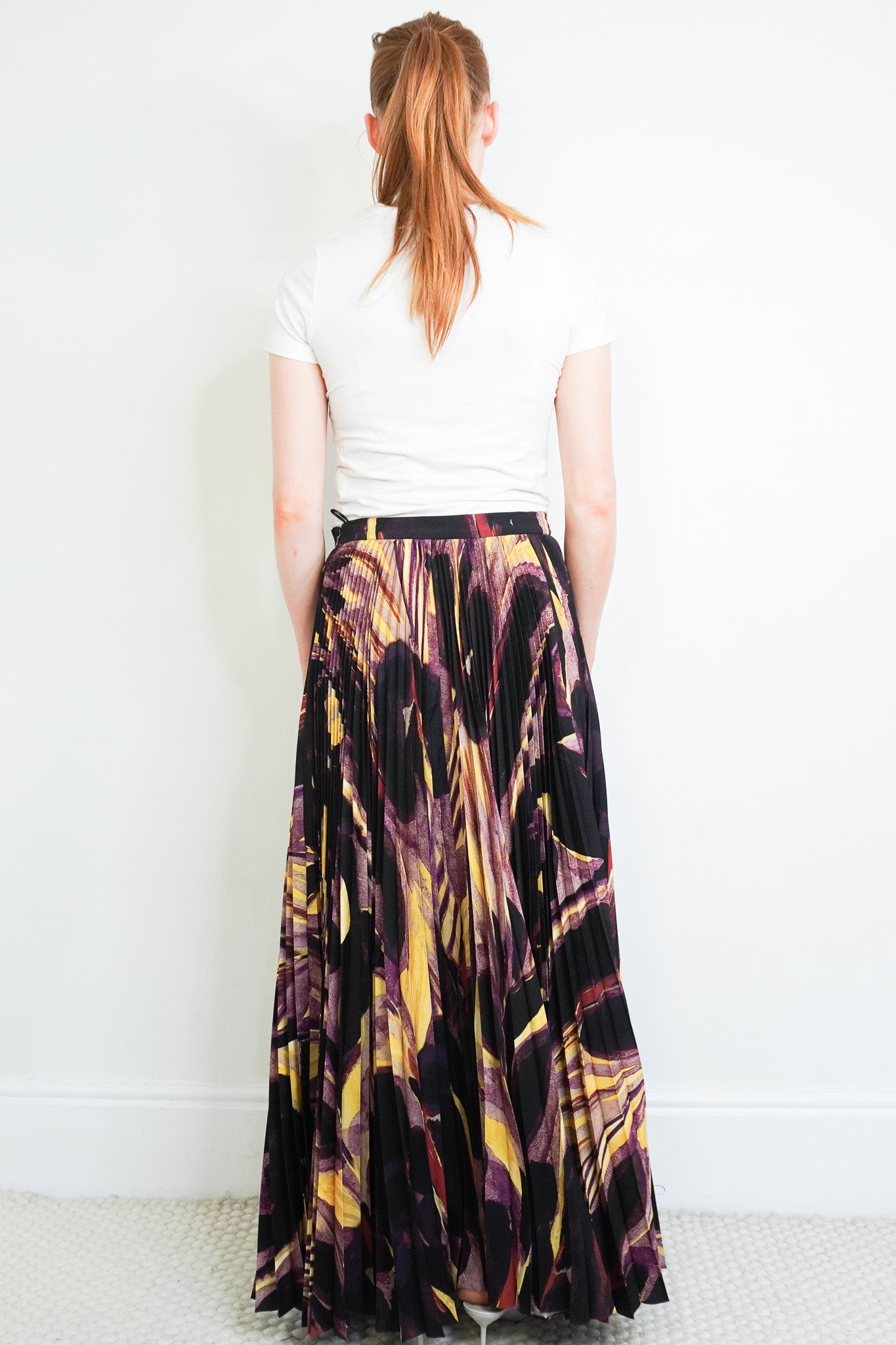 Back image of the Altuzarra Abstract Print Pleated Maxi Skirt