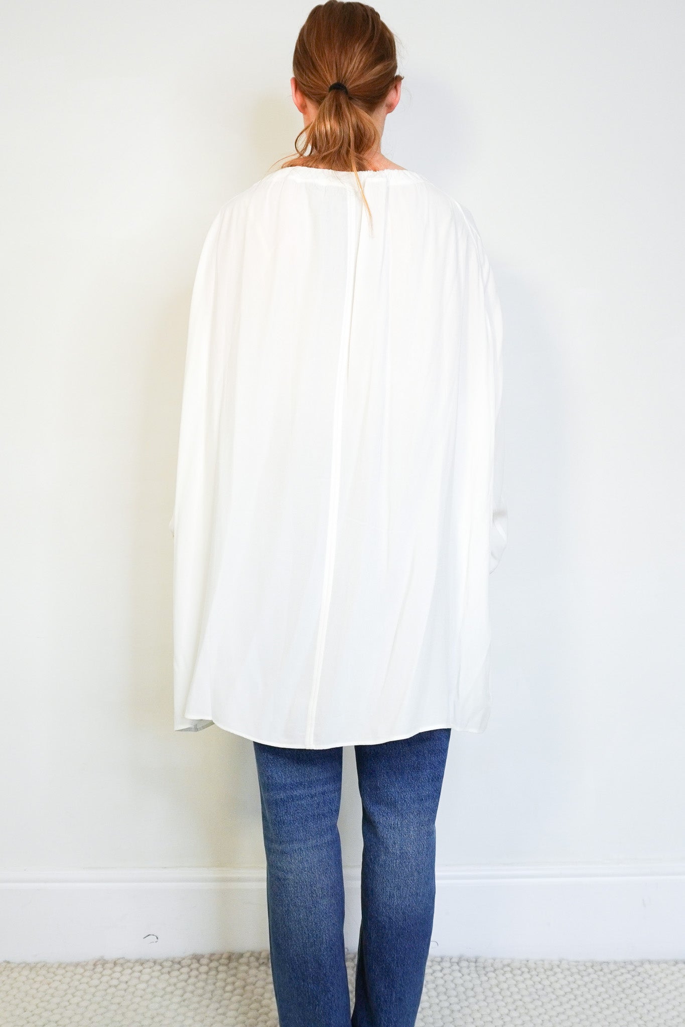 Back image of the Celine White Tie Blouse 