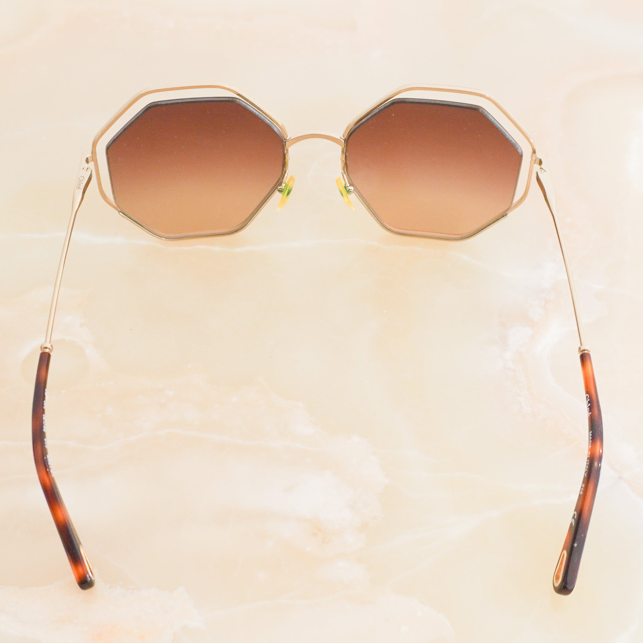 Back image of the Chloé Gold Poppy Octagonal Sunglasses