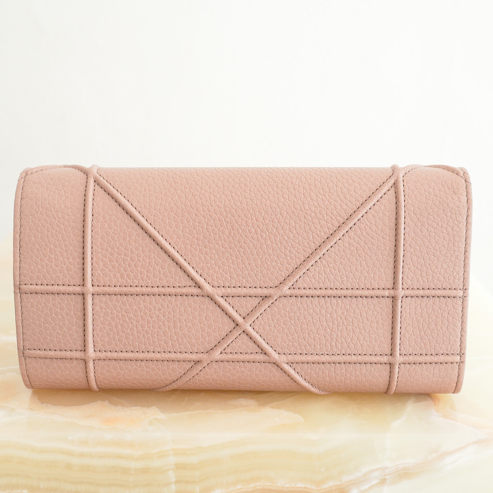 Back image of the Christian Dior Pink Leather Diorama Wallet on a Chain 
