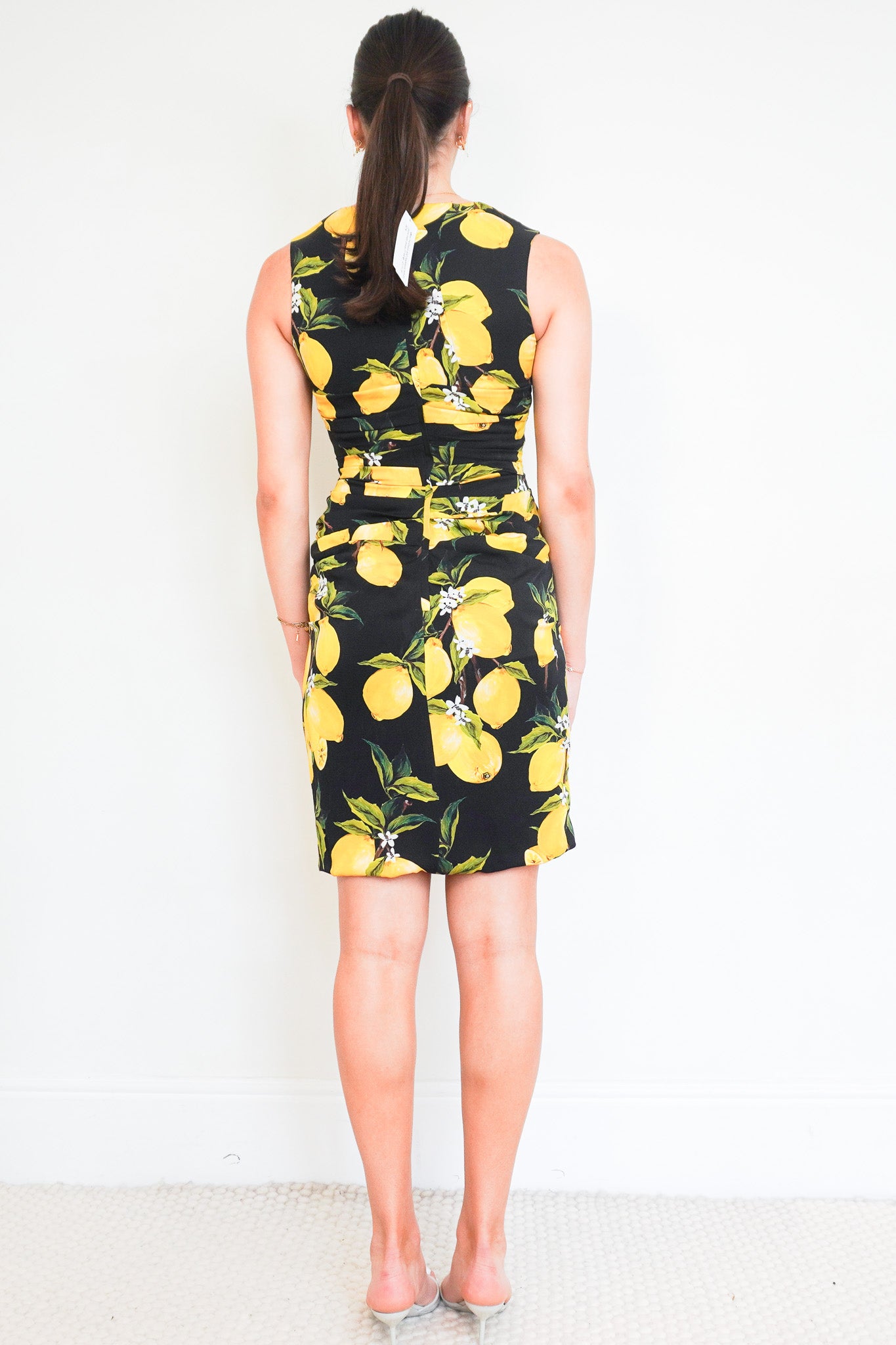 Back image of the Dolce and Gabbana Lemon Print Silk Dress