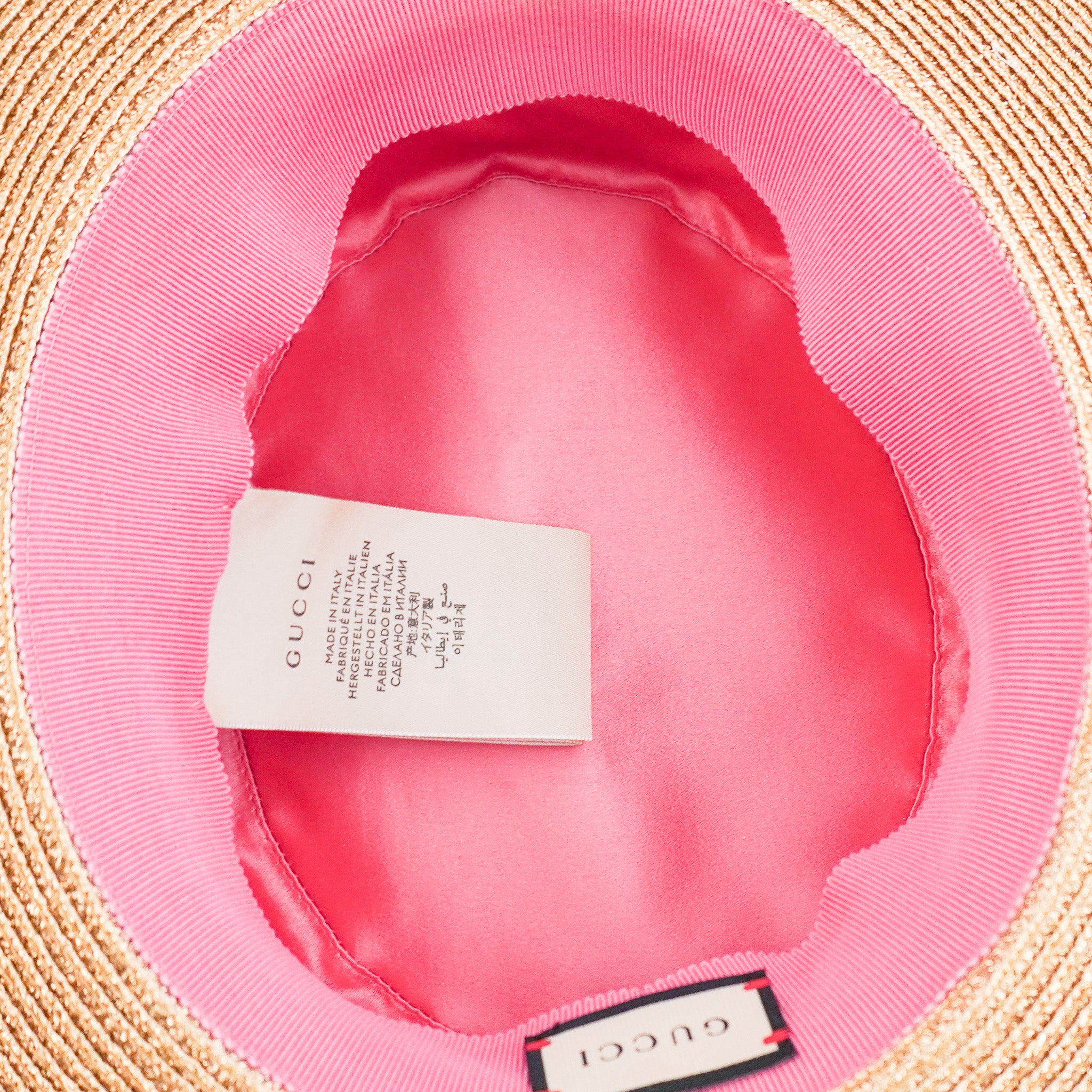 Back image of the Gucci Boater Bee Hat in Gold 