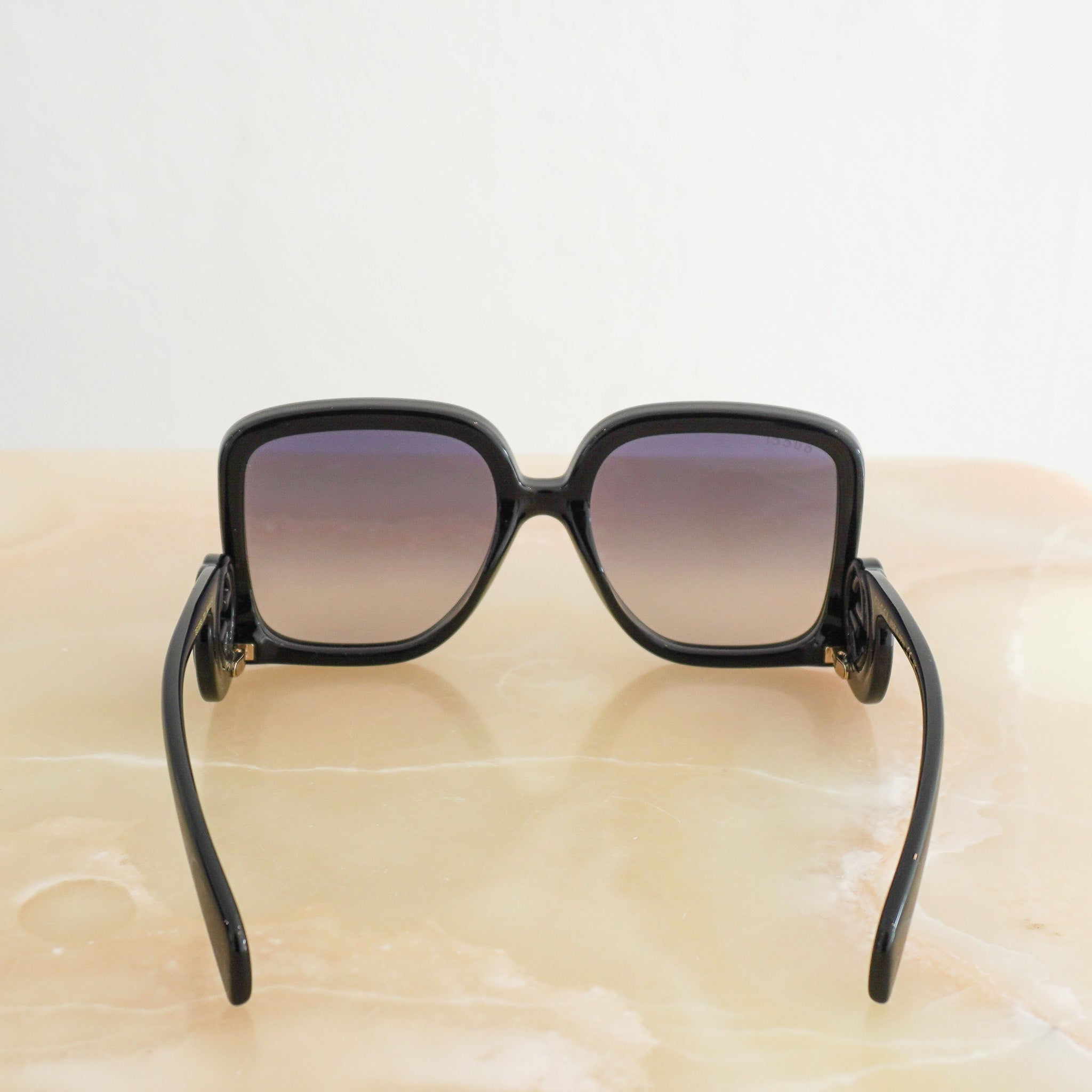 Back image of the Gucci Oversized Square Sunglasses in Black