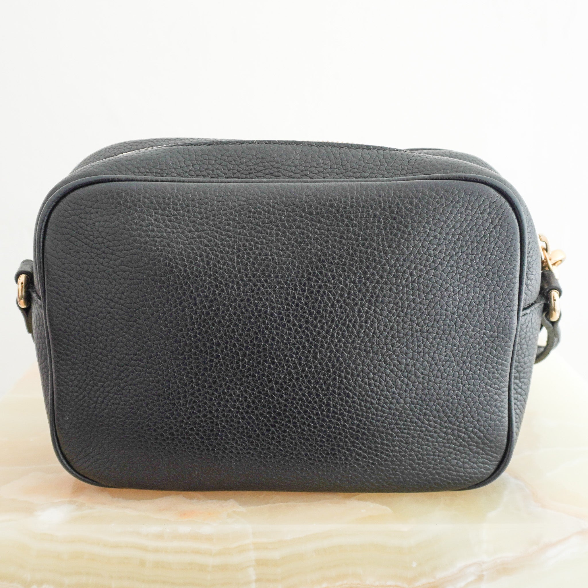 Back image of the Gucci Soho Disco Crossbody Bag in Black