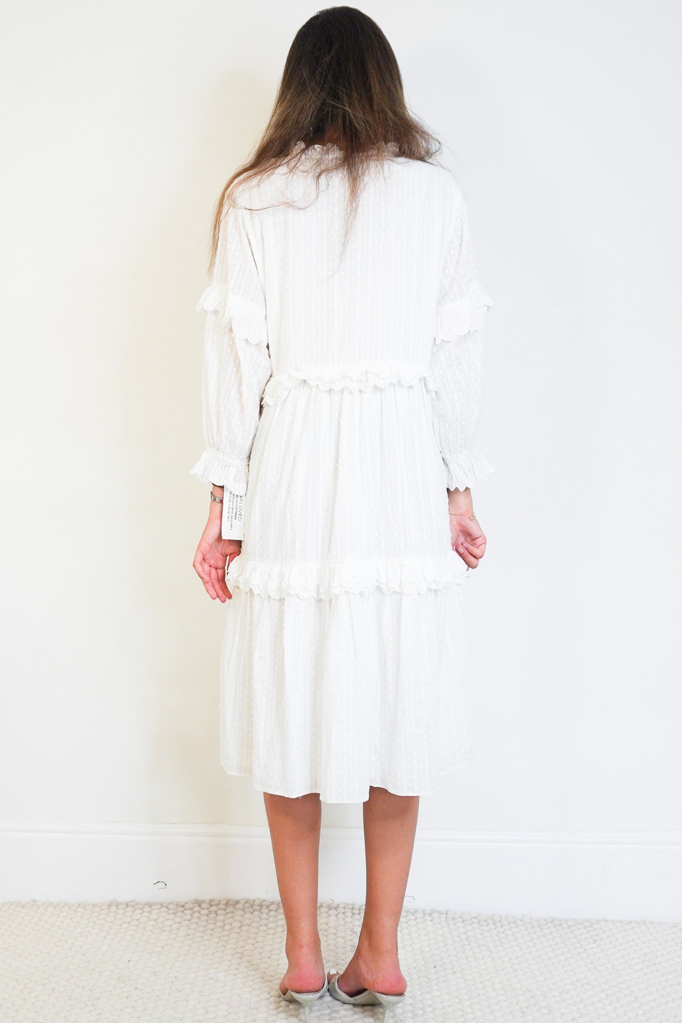 Back image of the Hofmann Copenhagen White Cotton Tiered Dress