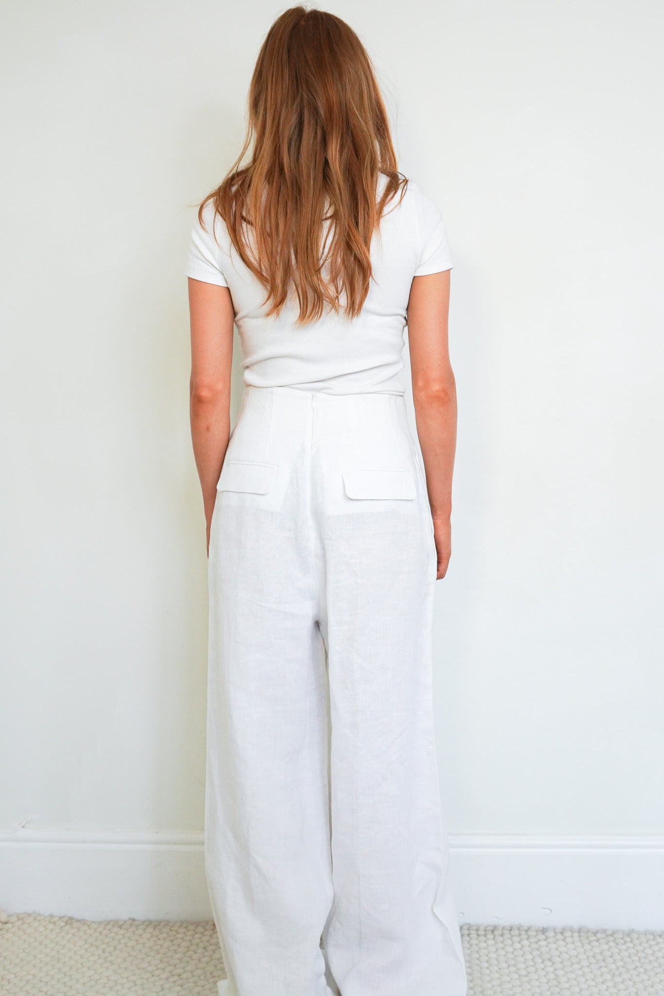 Back image of the Kallmeyer White Linen Trousers 