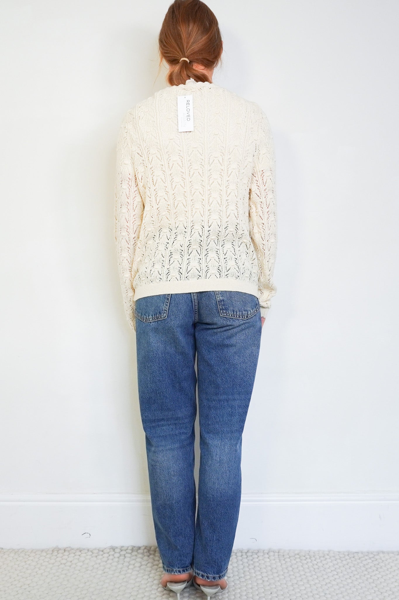 Sézane La Maille Cream Pointelle Knit Cardigan (RRP £150) | Authentic Preloved - Reloved Again