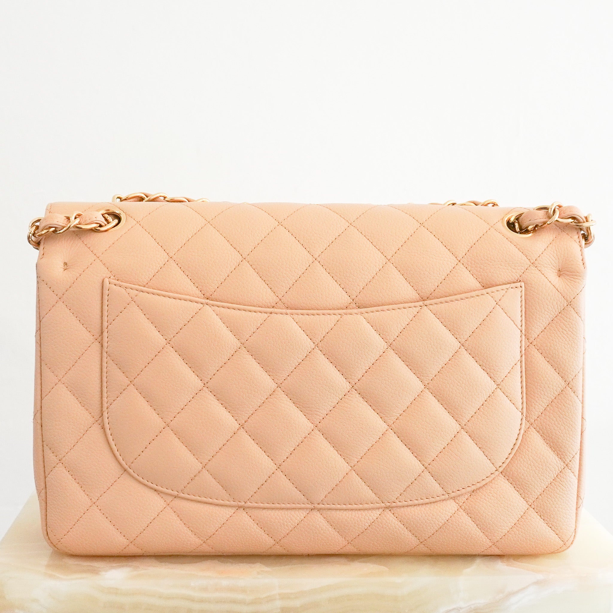 Chanel Jumbo Classic Double Flap Bag in Beige Caviar Leather RRP (£9830) | Authentic Preloved - Reloved Again