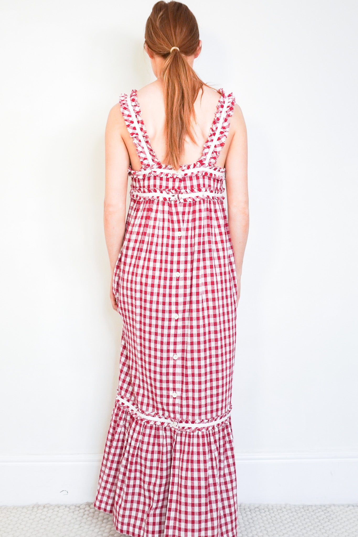 Lee Mathews Red Gingham Cotton Maxi Dress (RRP £400) | Authentic Preloved - Reloved Again
