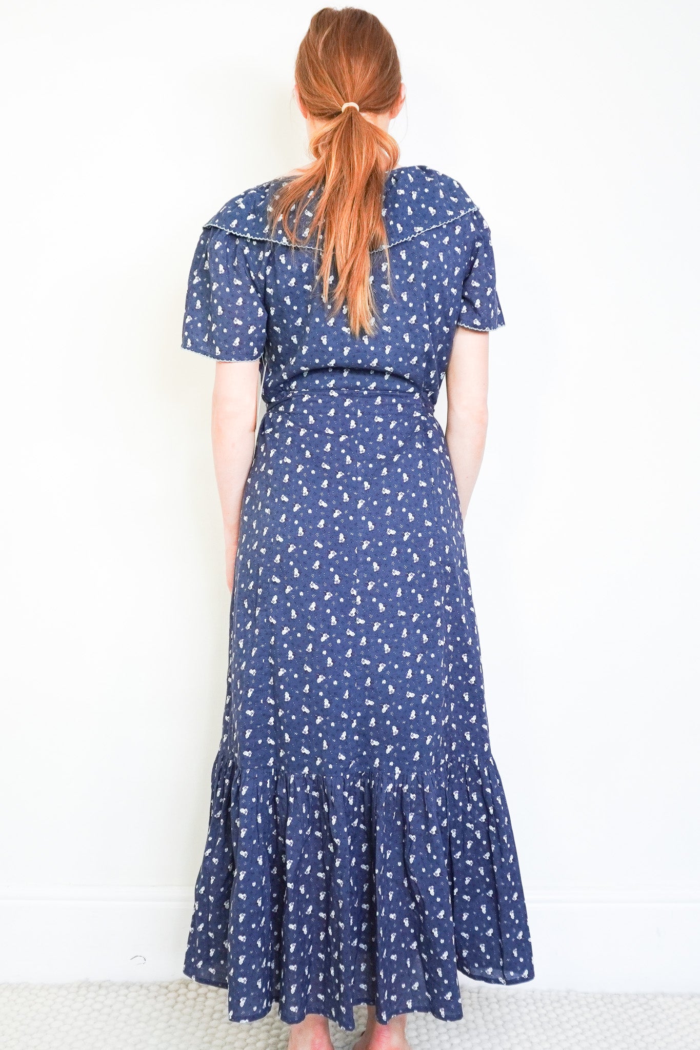 Back image of the St. Clair Theodora Blue Floral Cotton Maxi Dress