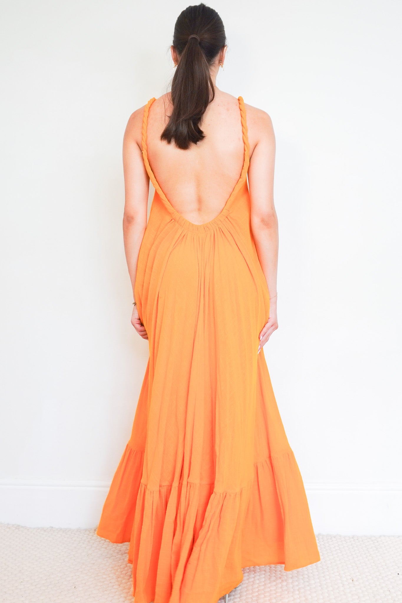 Back photo of the Kalita Orange Dress 