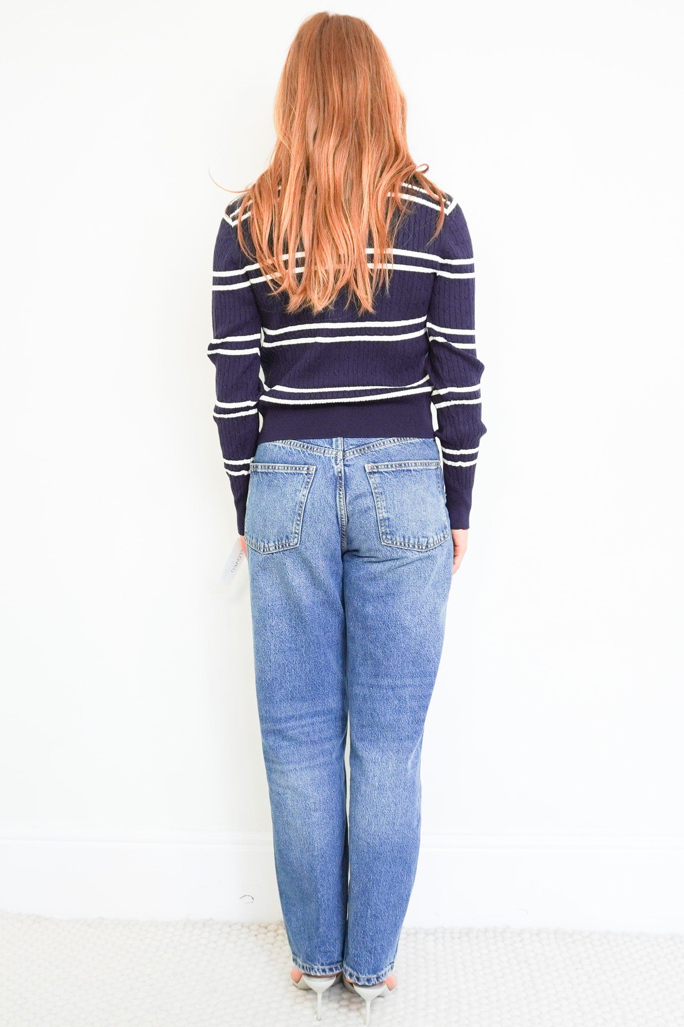 Back photograph of the Saint Laurent Striped Cardigan