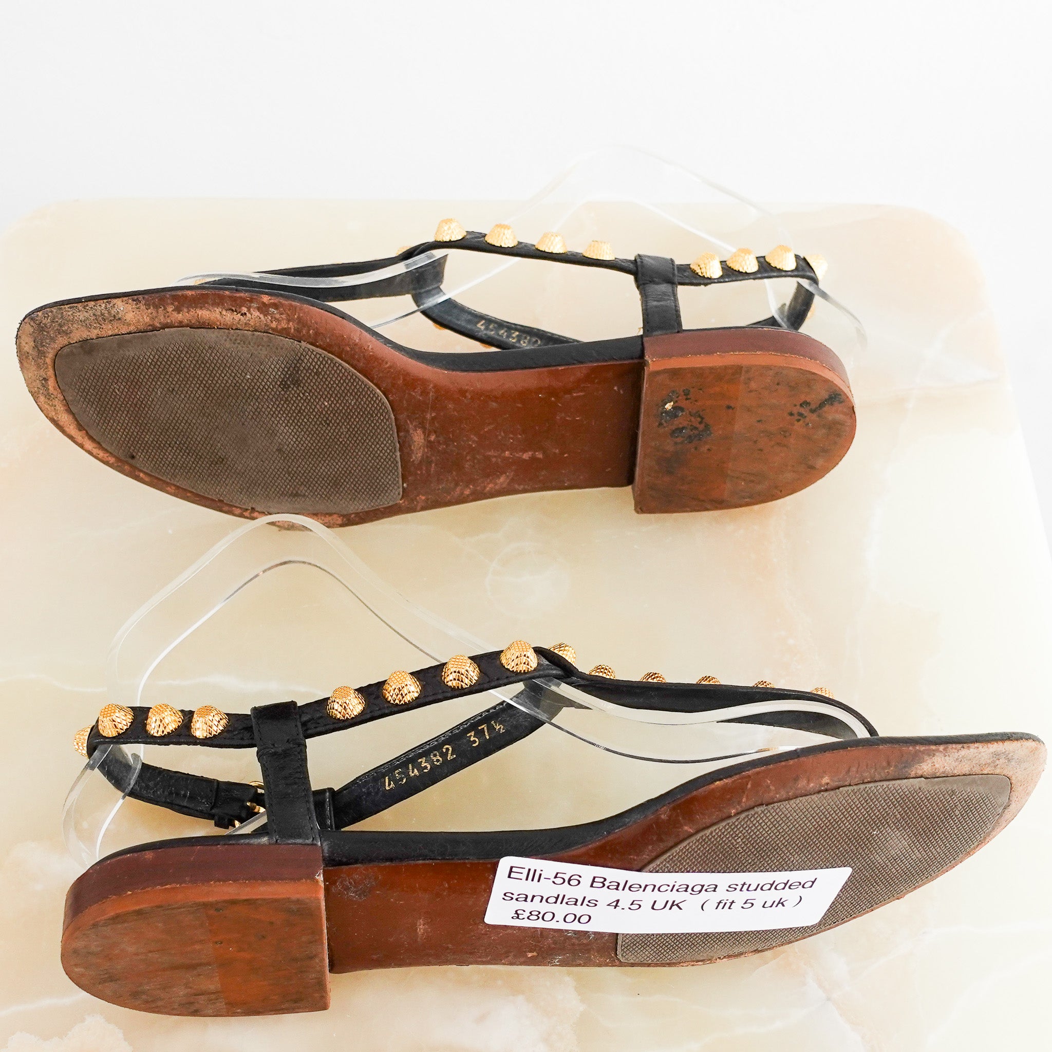 Balenciaga Black And Gold Studded Open Toe Sandals RRP £225 | Authentic Preloved - Reloved Again