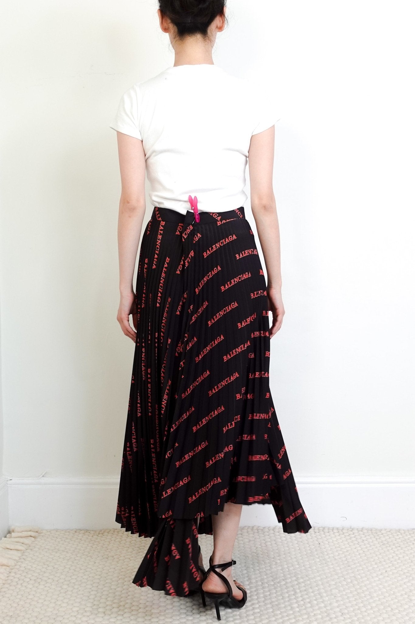 Balenciaga Black Pleated Logo Skirt RRP £1000 | Authentic Preloved - Reloved Again