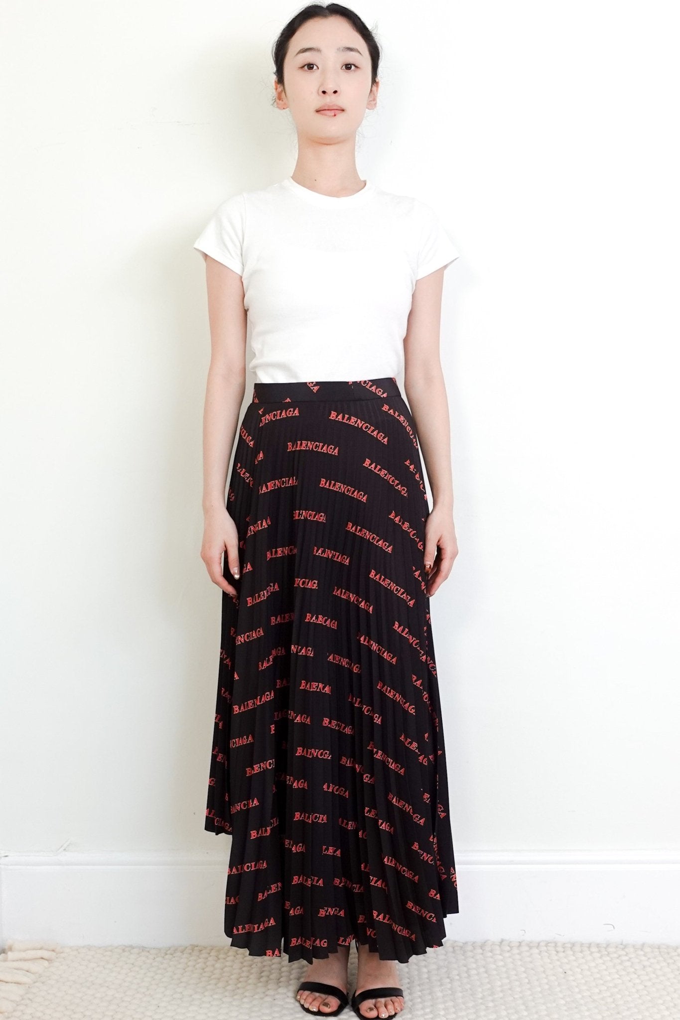 Balenciaga Black Pleated Logo Skirt RRP £1000 | Authentic Preloved - Reloved Again