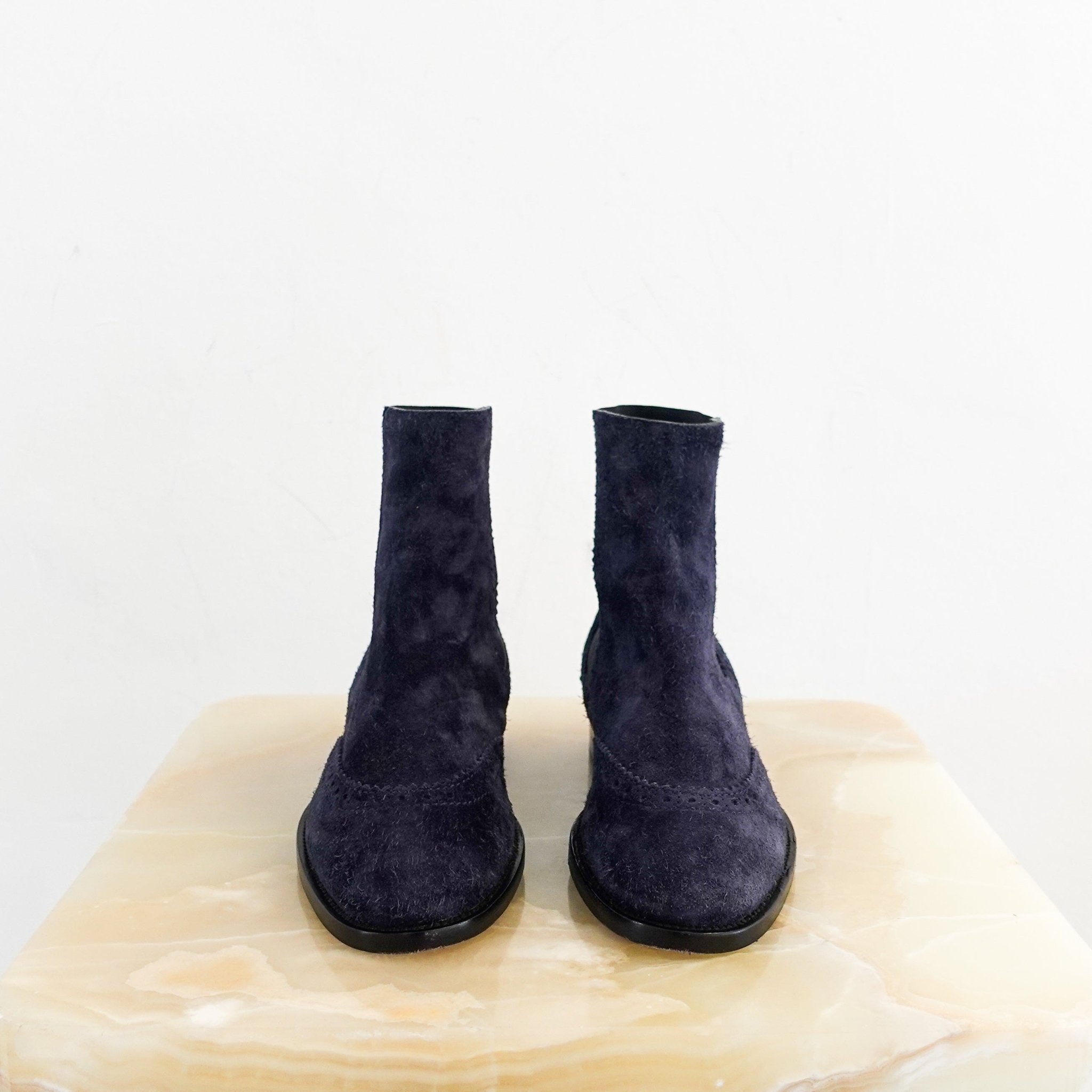 Balenciaga Navy Suede Heeled Ankle Boots RRP £975 | Authentic Preloved - Reloved Again