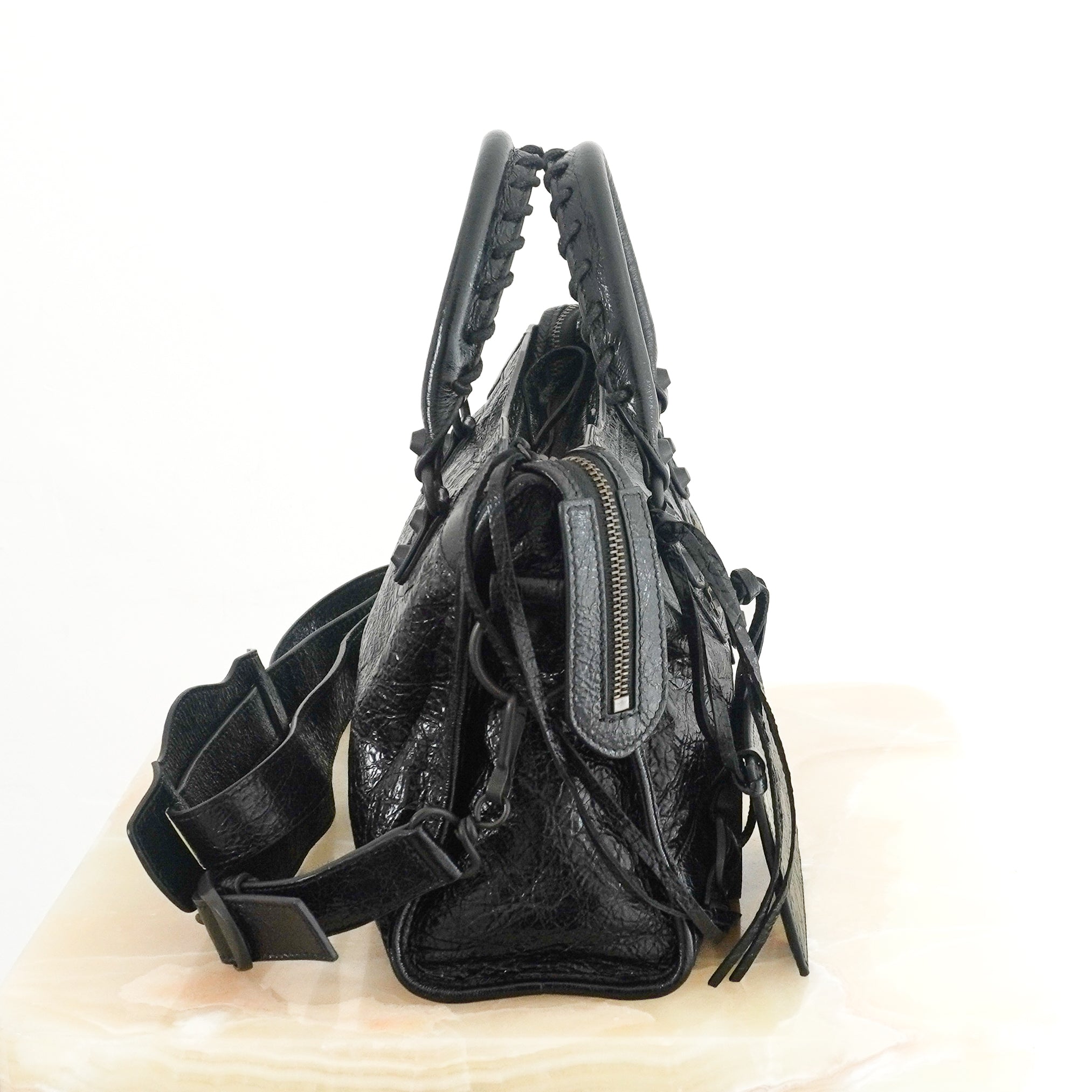 Balenciaga Small Le City Crossbody Bag Black side photo chelsea london