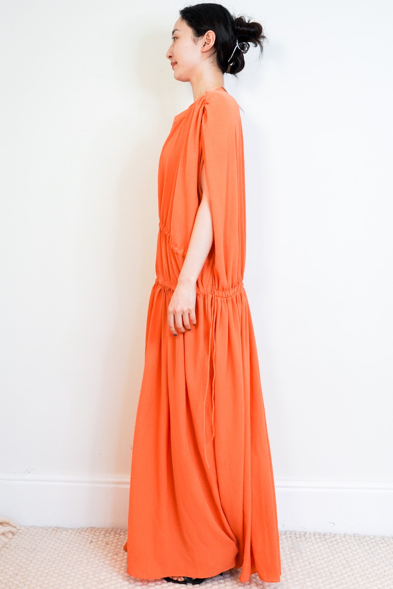 Bambah-Fatma-Orange-Ruched-Kaftan-side-picture