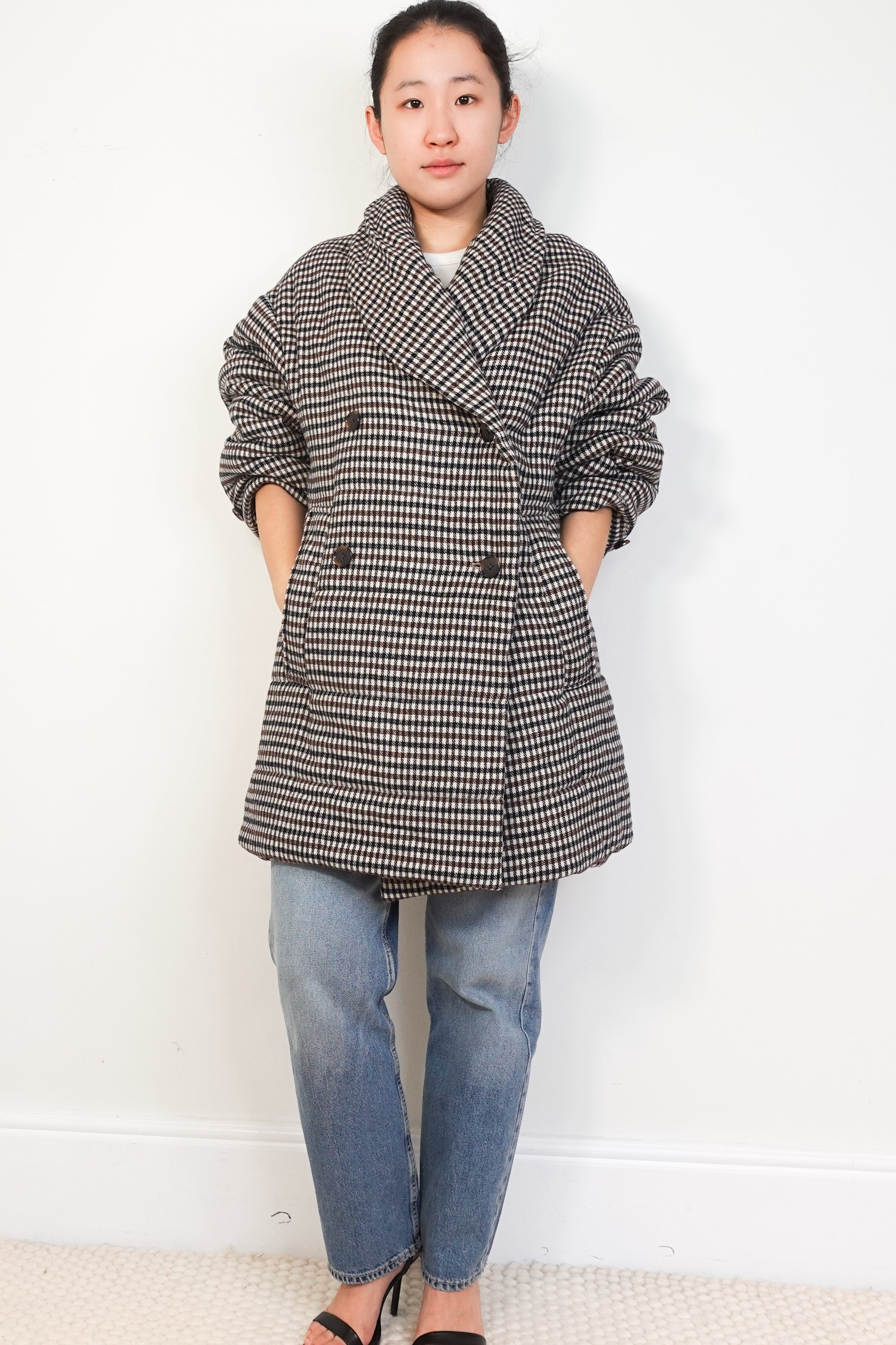 Baum-Und-Pferdgarten-Brown-Heritage-Check-Padded-Coat-front-picture-2-Chelsea-London