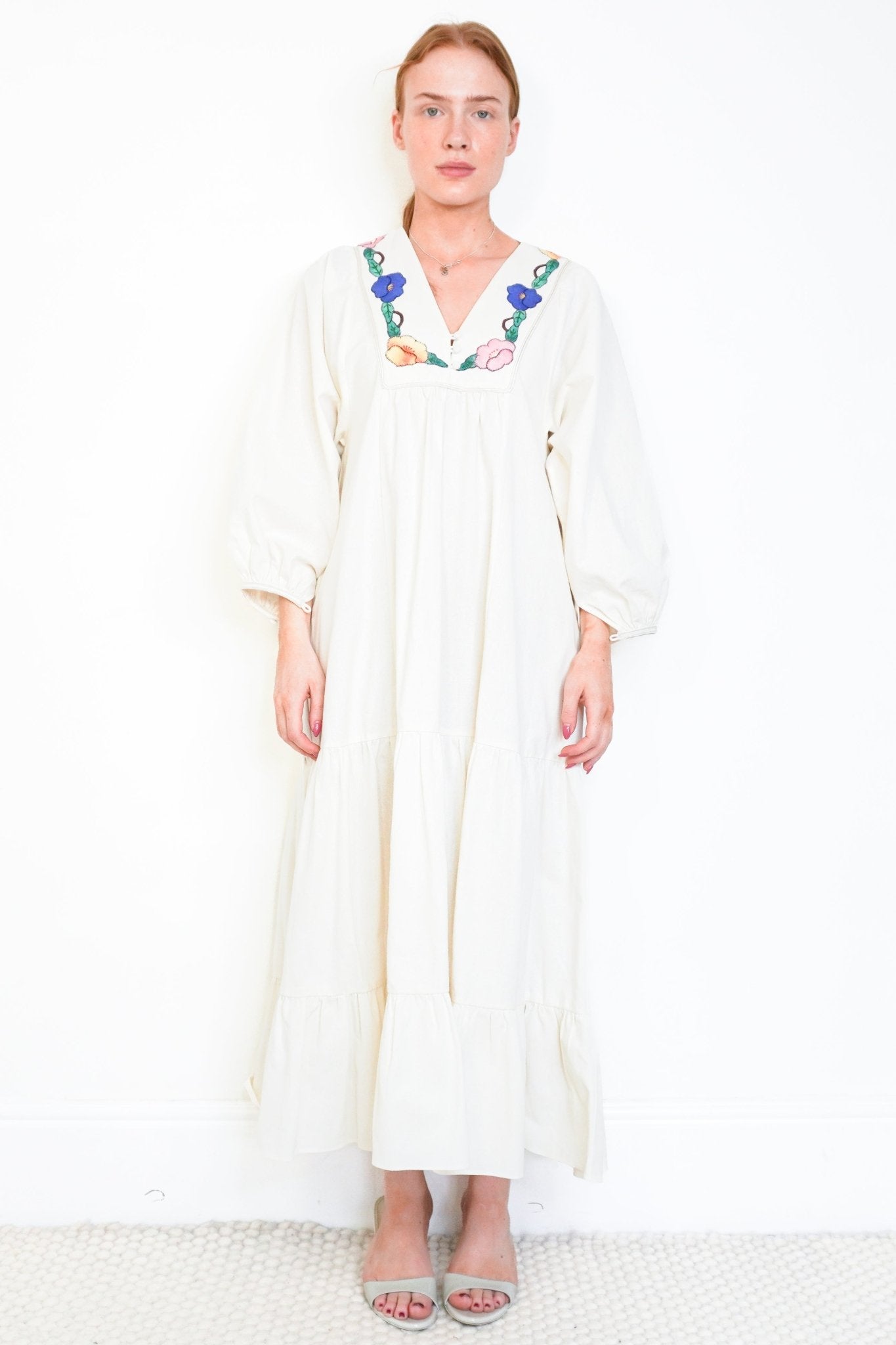 Beulah Cream Floral Embroidered Maxi Dress (RRP £300)