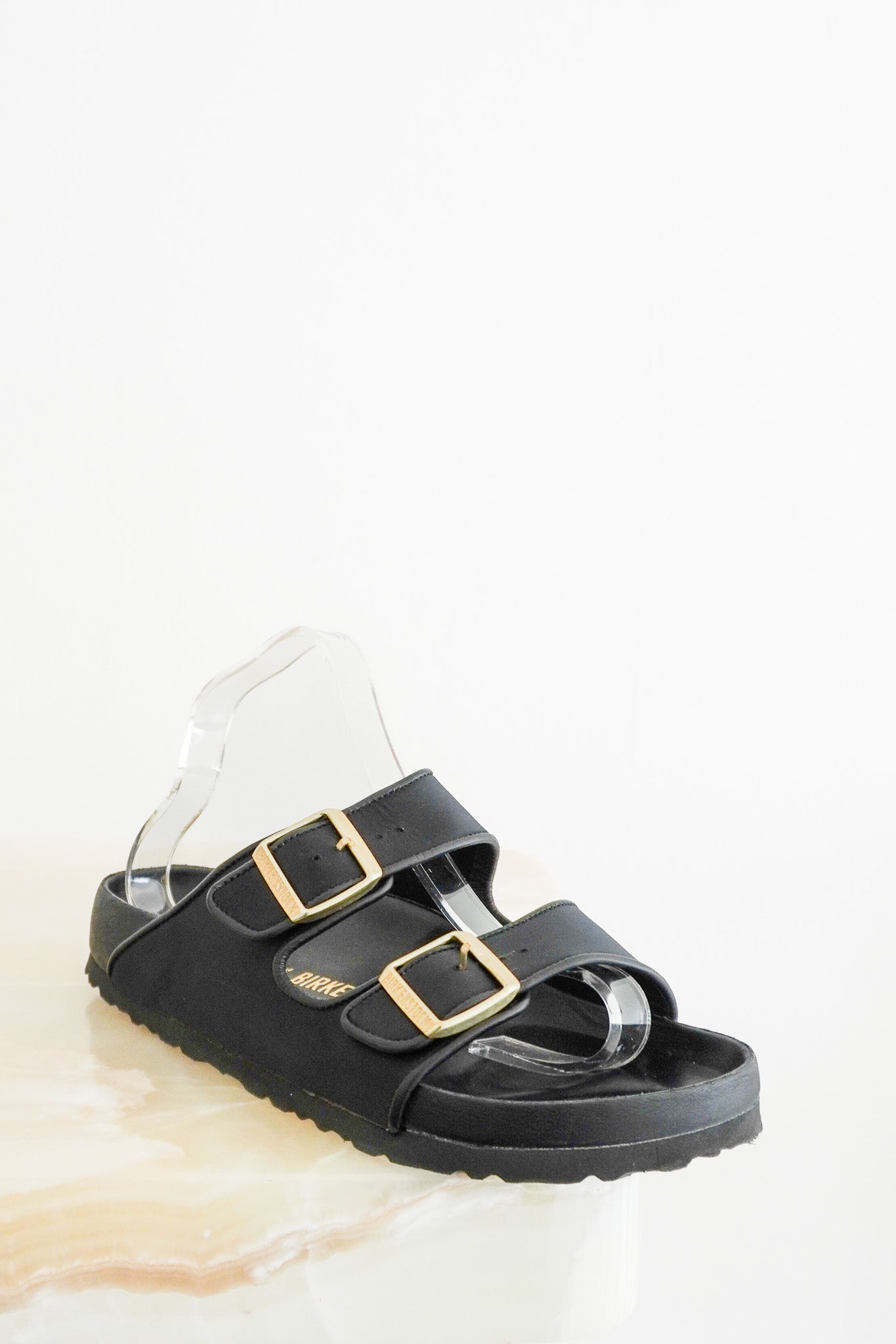 Birkenstock x Il Dolce Far Niente Arizona Satin Sandals Black & Gold (RRP £360)