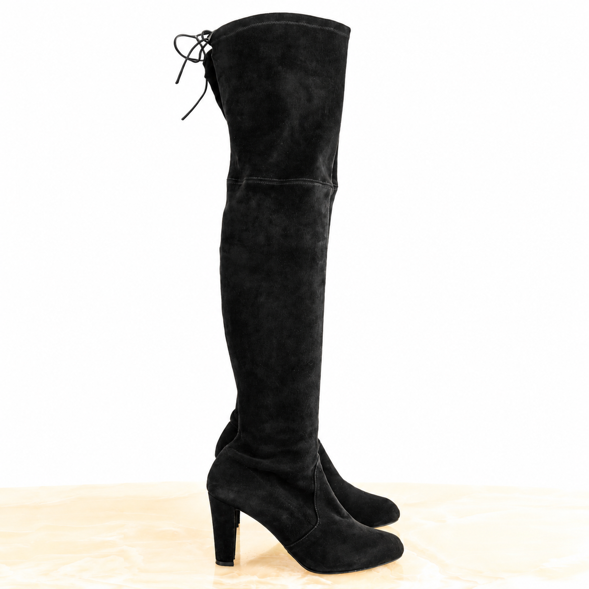 Stuart Weitzman Black Suede Highland Over-the-Knee Boots (RRP £895) | Authentic Preloved