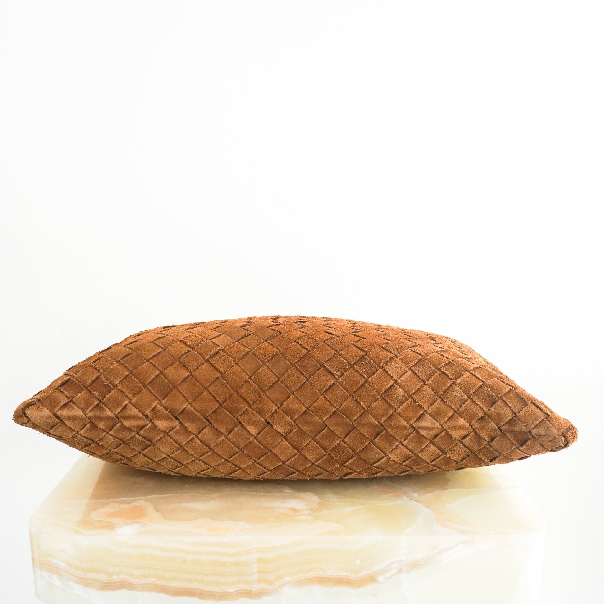 Bottega Veneta Intrecciato Medium Hop Suede Shoulder Bag in Tan RRP £3370 | Authentic Preloved - Reloved Again