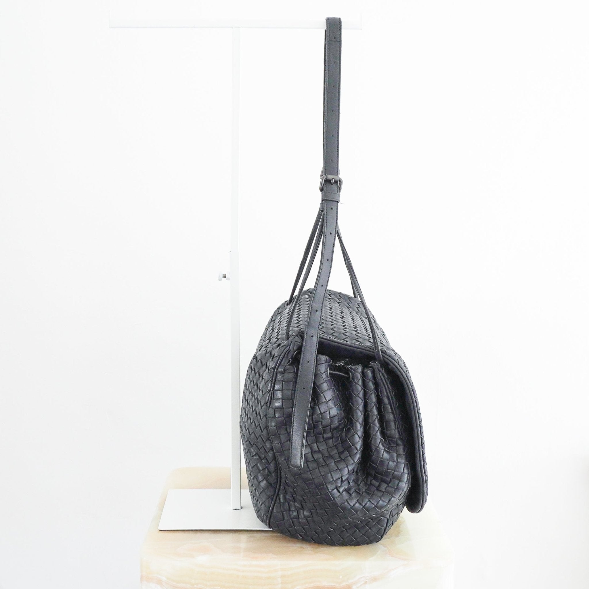 Bottega Veneta Intrecciato Leather Flap Messenger Bag in Black RRP £2800 | Authentic Preloved - Reloved Again
