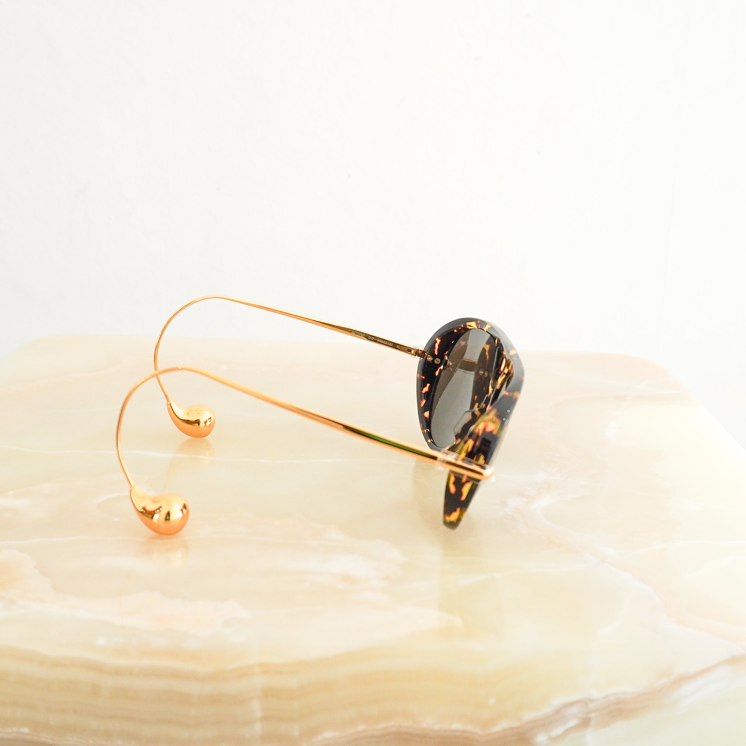 Bottega Veneta Tortoiseshell Drop Aviator Sunglasses side photo chelsea london