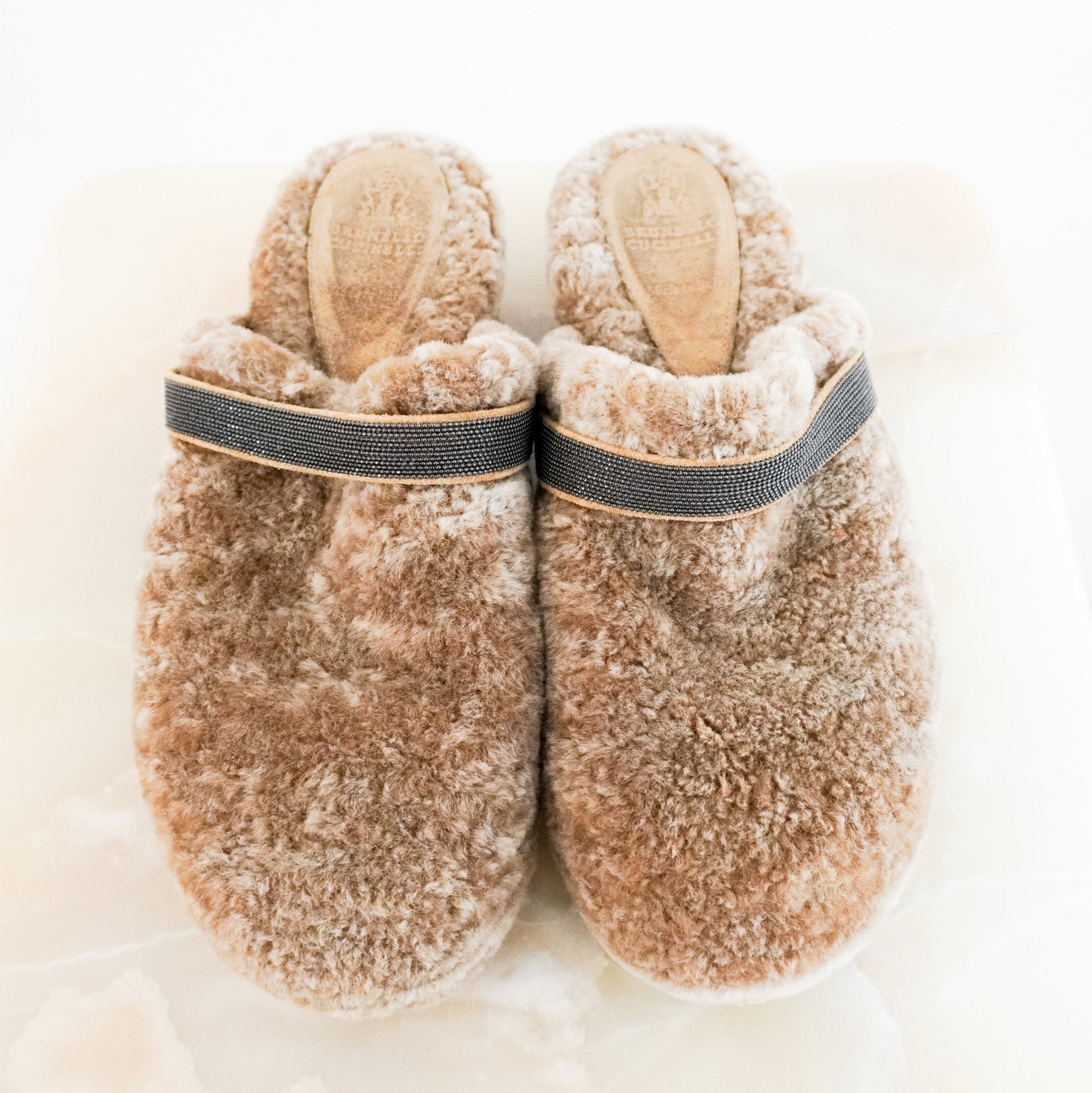 Brunello Cucinelli Brown Shearling Clogs £1.1K | Authentic Preloved - Reloved Again