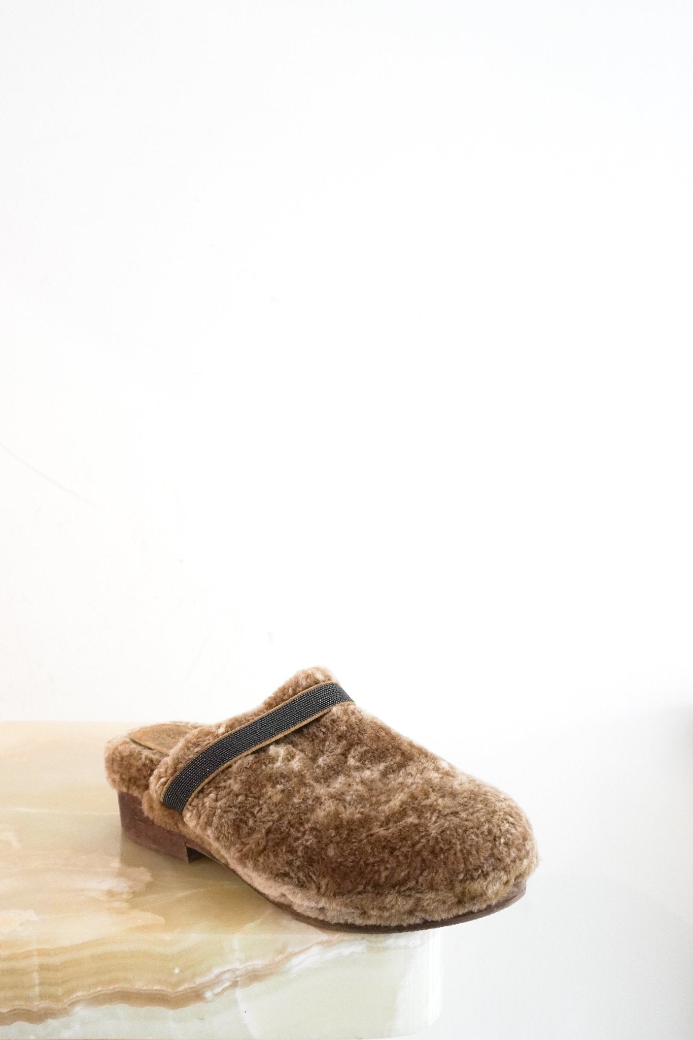 Brunello Cucinelli Brown Shearling Clogs £1.1K | Authentic Preloved - Reloved Again
