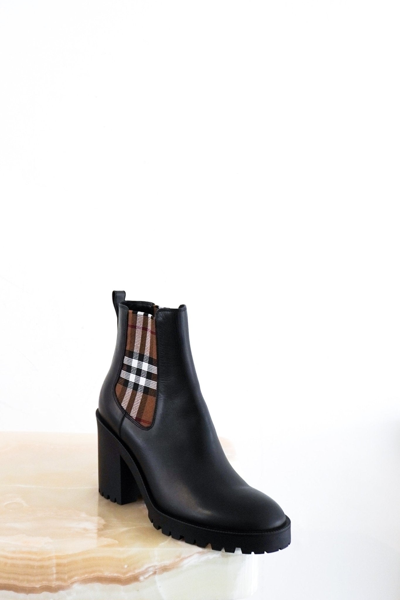 Burberry Check Heeled Chelsea Boots RRP £835 | Authentic Preloved - Reloved Again