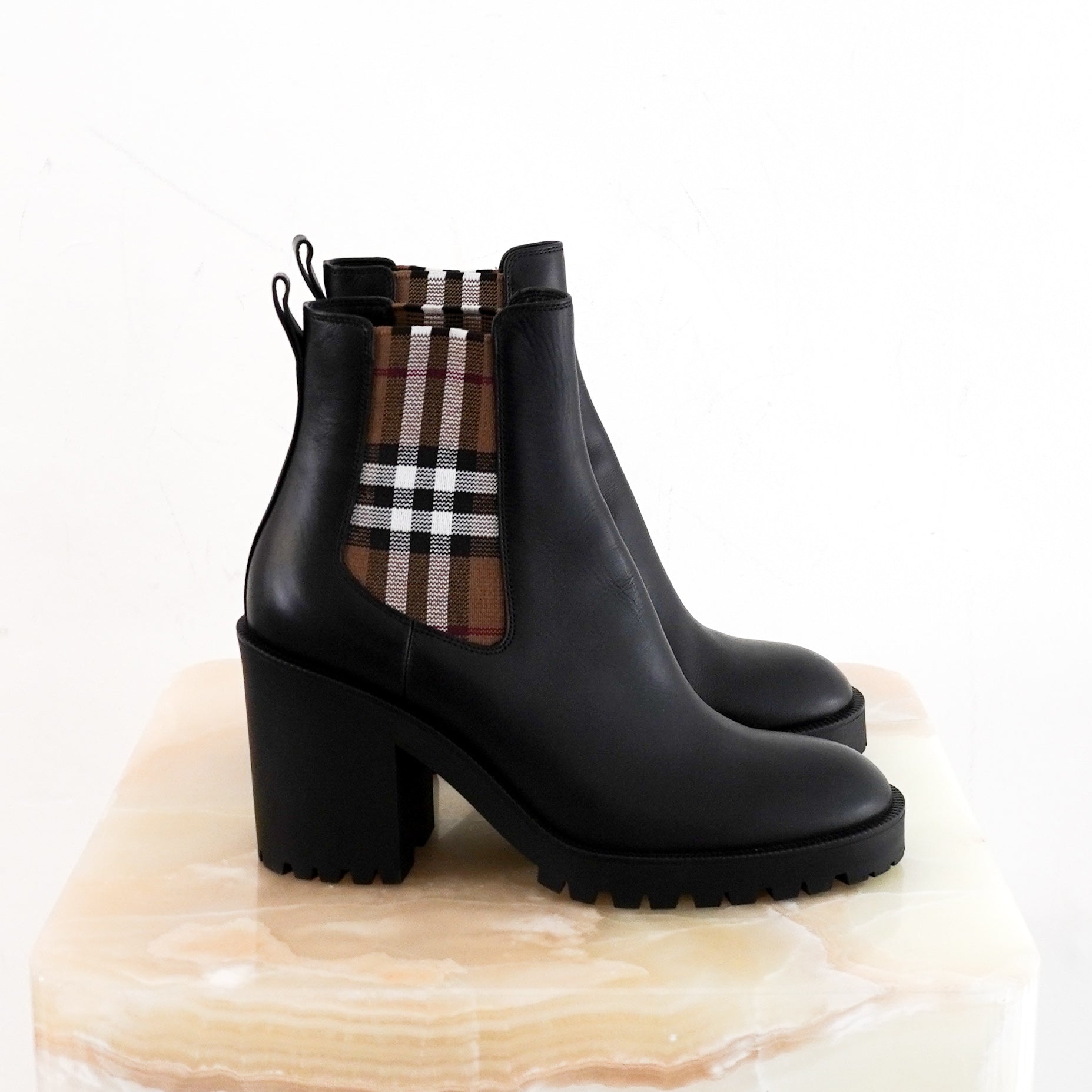 Burberry Check Heeled Chelsea Boots RRP £835 | Authentic Preloved - Reloved Again