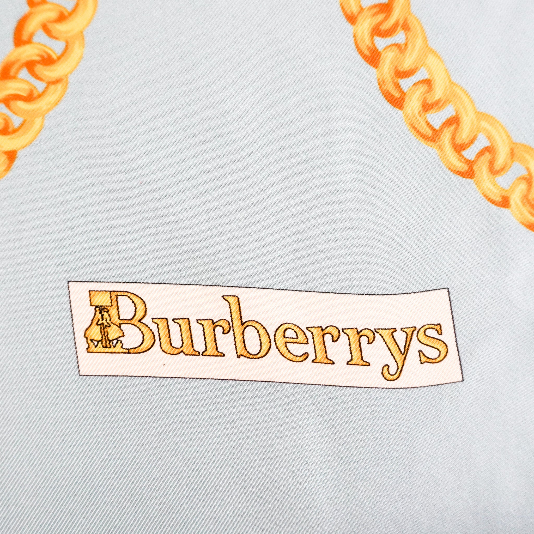 Burberry Printed Blue And Gold Silk Scarf RRP £375 | Authentic Preloved - Reloved Again