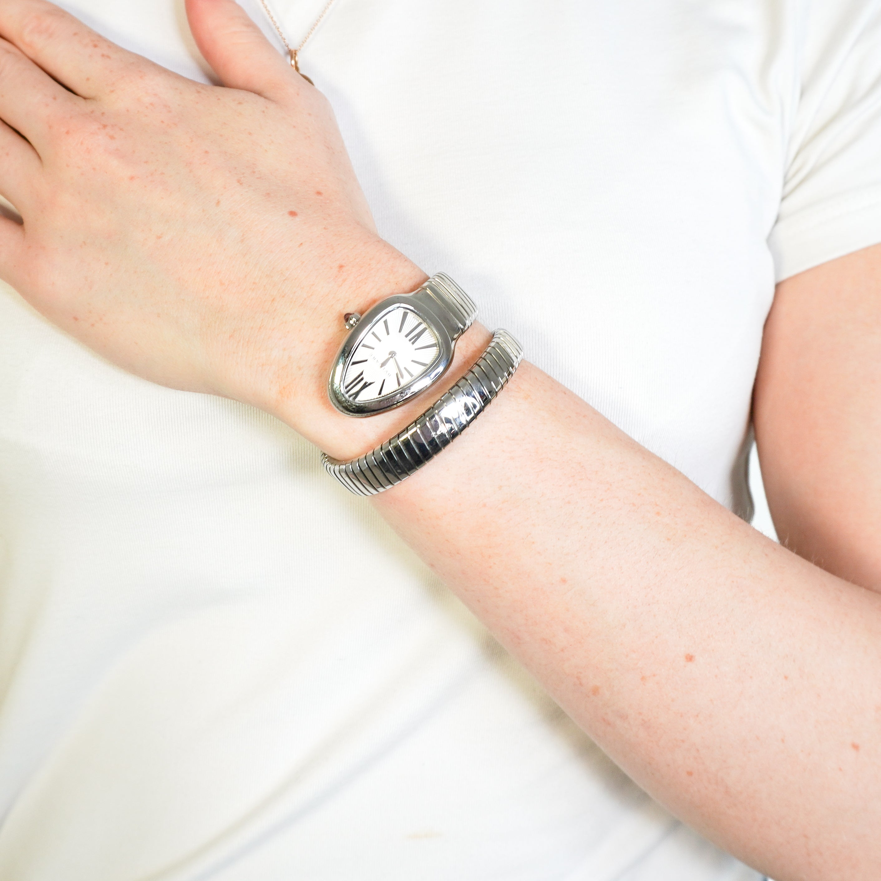 Bvlgari Serpenti Tubogas Stainless Steel Watch model photo chelsea london
