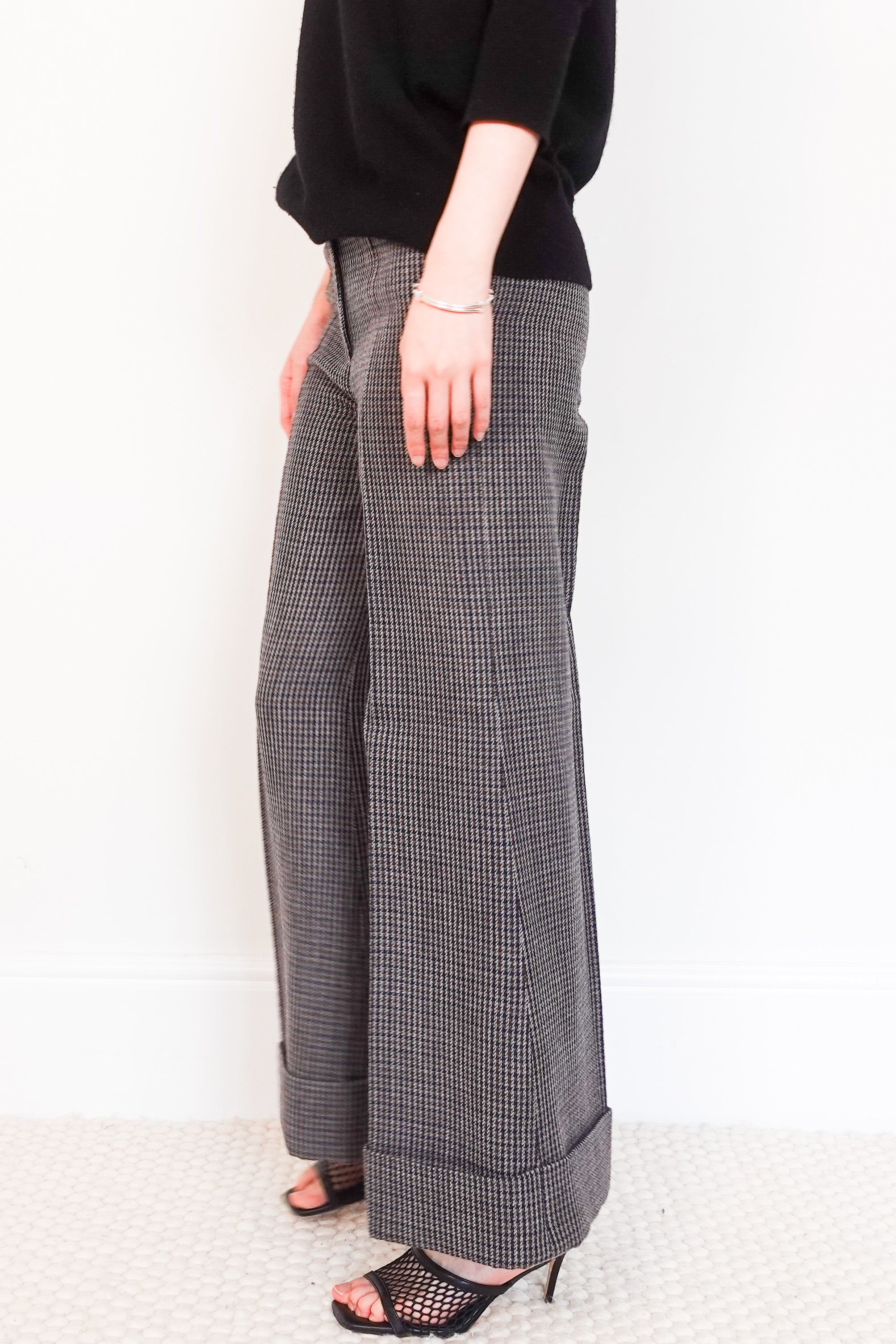 Wide leg tweed wool trousers RRP £350