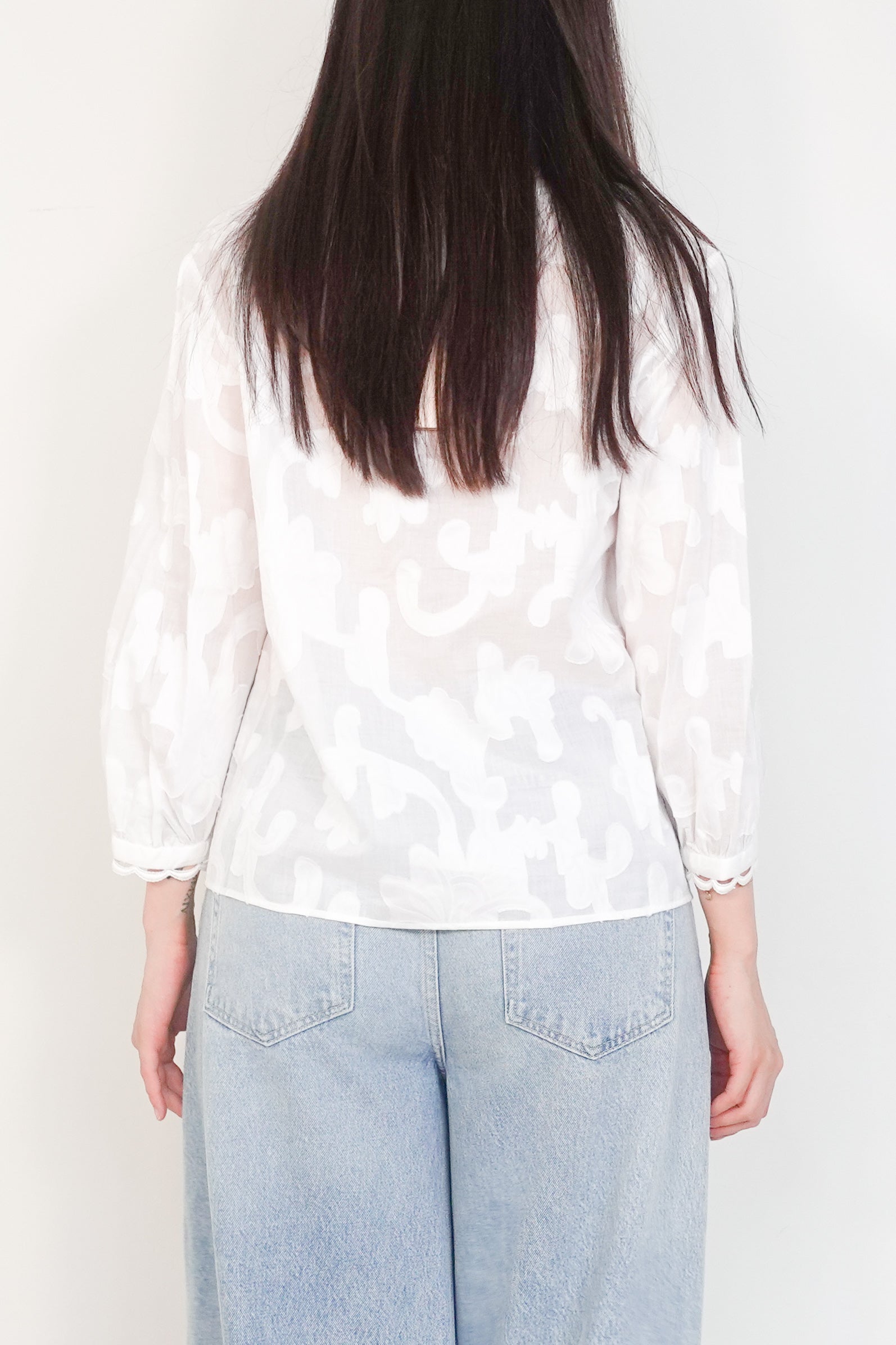 White lace appliqué button up RRP £125