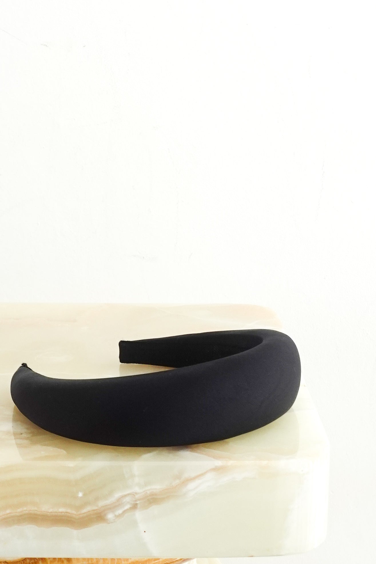 Black satin headband RRP £150