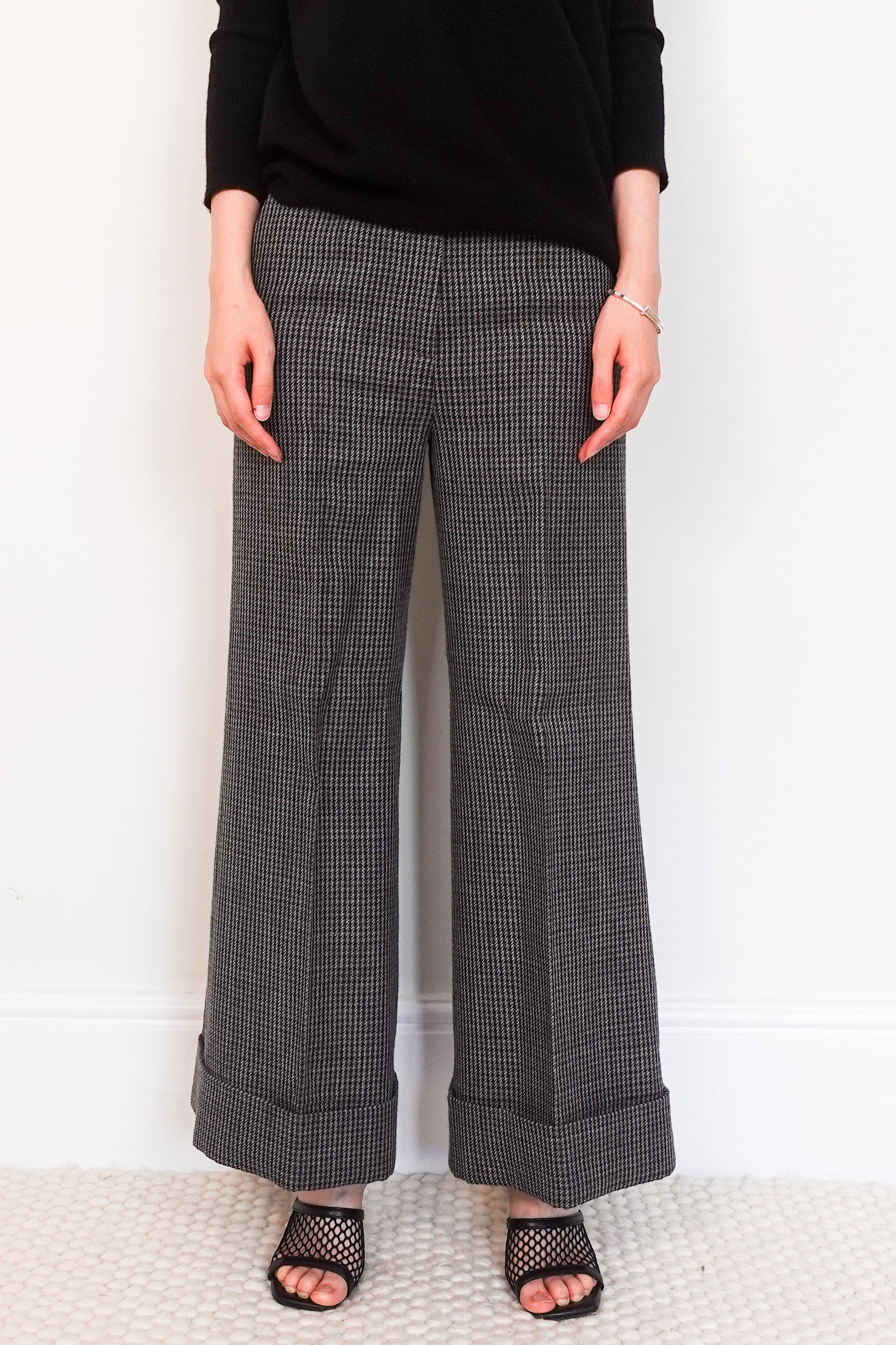 Wide leg tweed wool trousers RRP £350