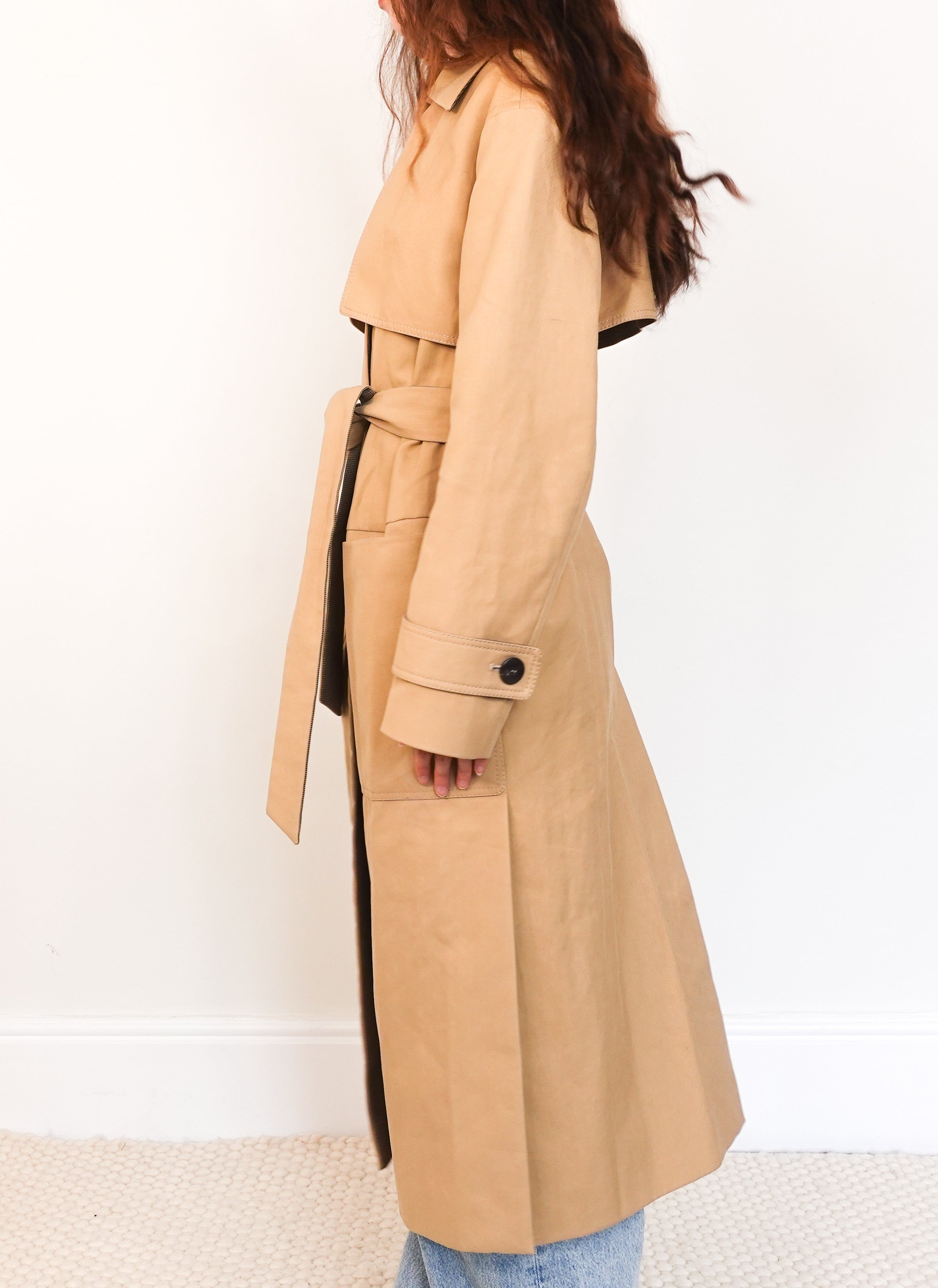 Beige cotton lined trench coat